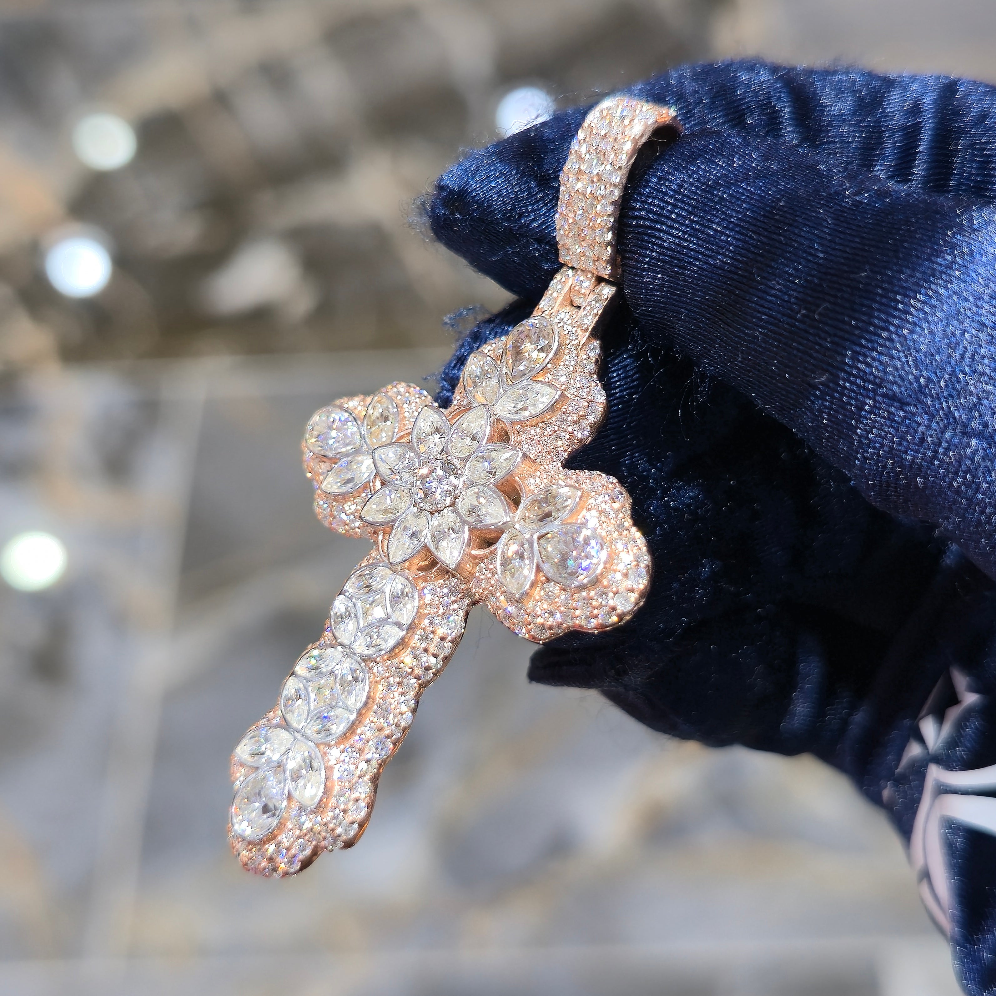 Mixed Cut Moissanite Cross Pendant – 925 Sterling Silver | Solid Back | 8.00 CTW | 2.5 Inch