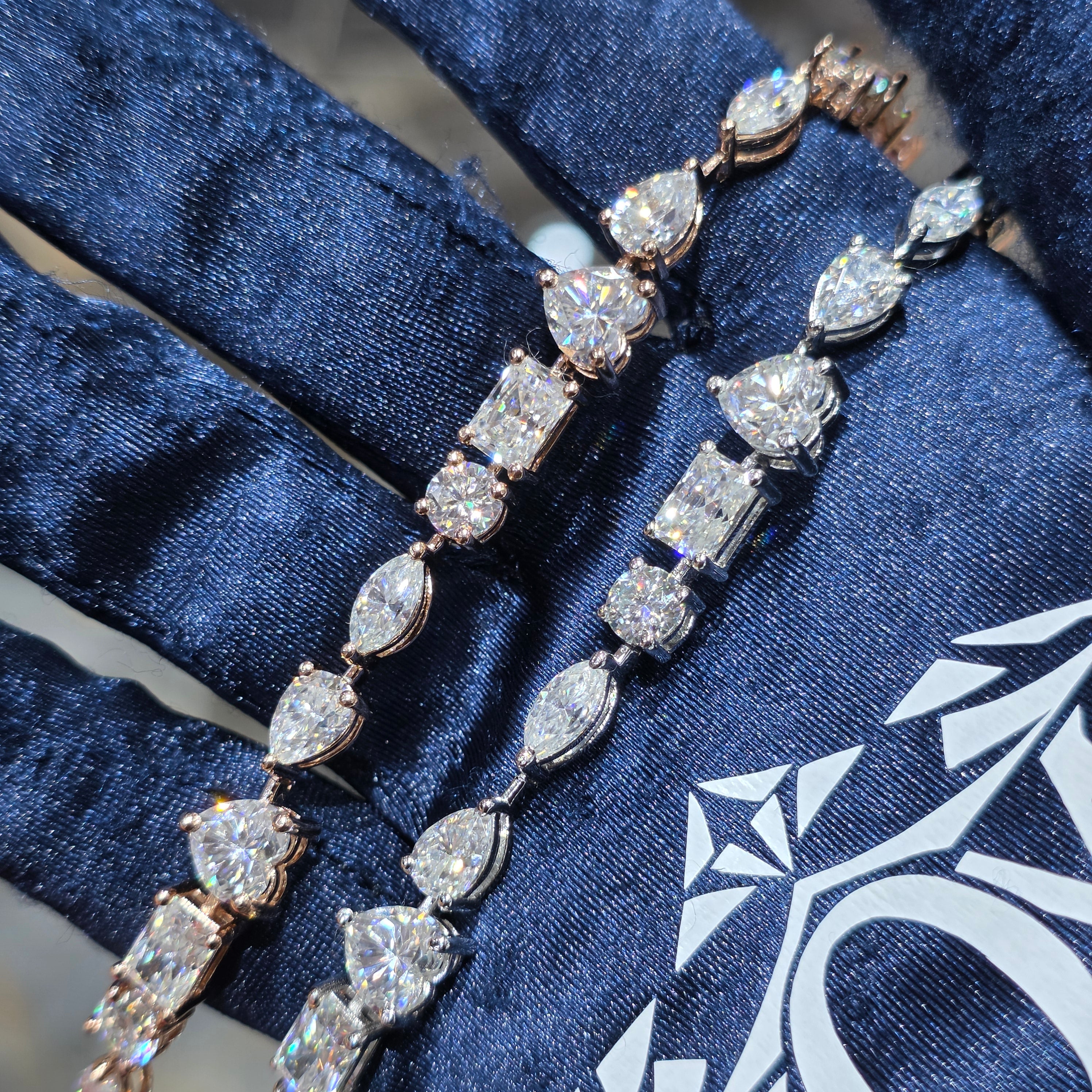 Moissanite Fancy Cut Tennis Bracelet – 925 Sterling Silver | Silver, Gold & Rose Gold