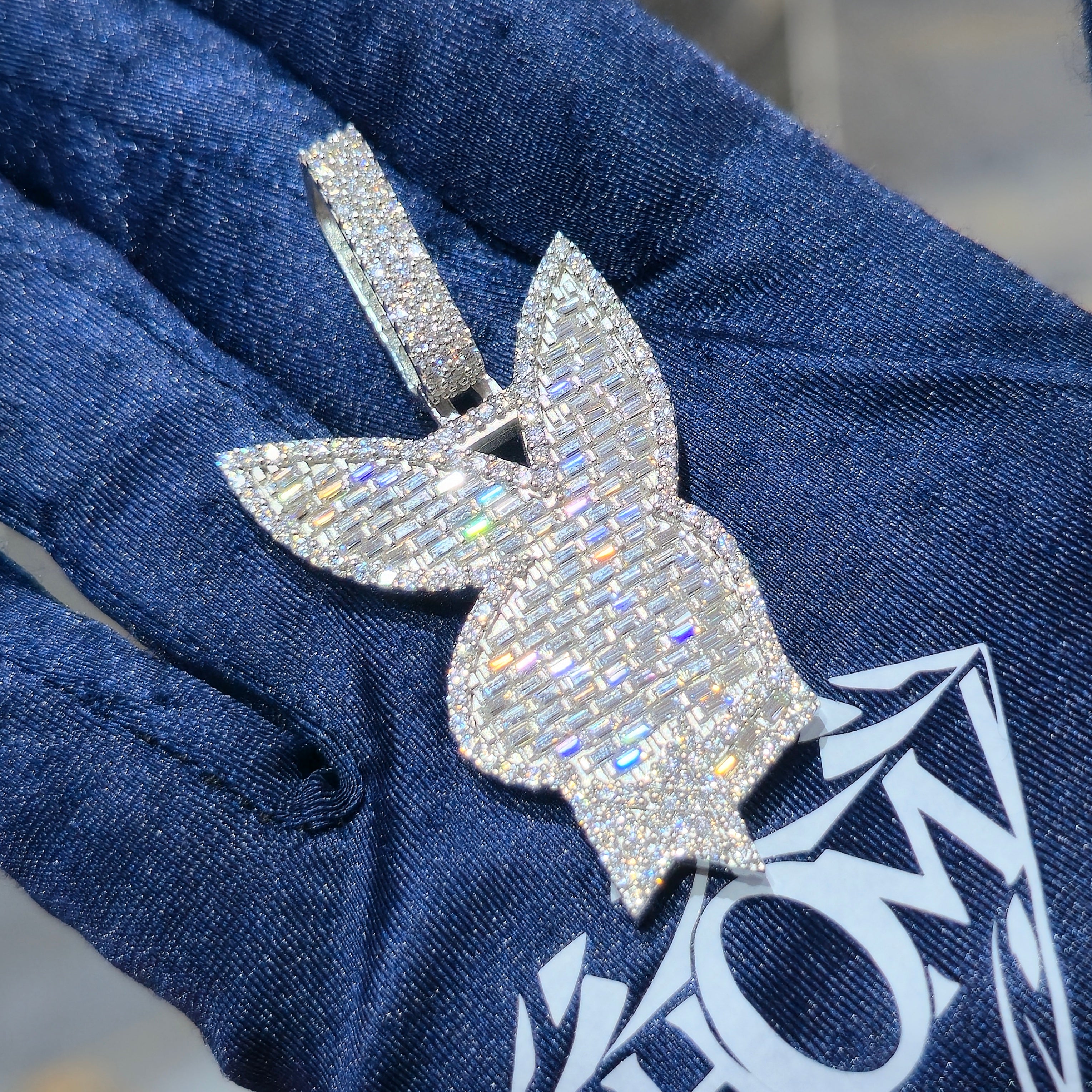 Moissanite Playboy Bunny Pendant – 925 Sterling Silver | 4.50 CTW | Silver, Gold & Rose Gold