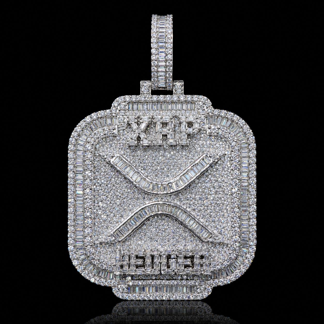 Custom 2×3 Inch Moissanite Pendant With 3mm Tennis Chain | 925 Sterling Silver | White Yellow & Rose Gold
