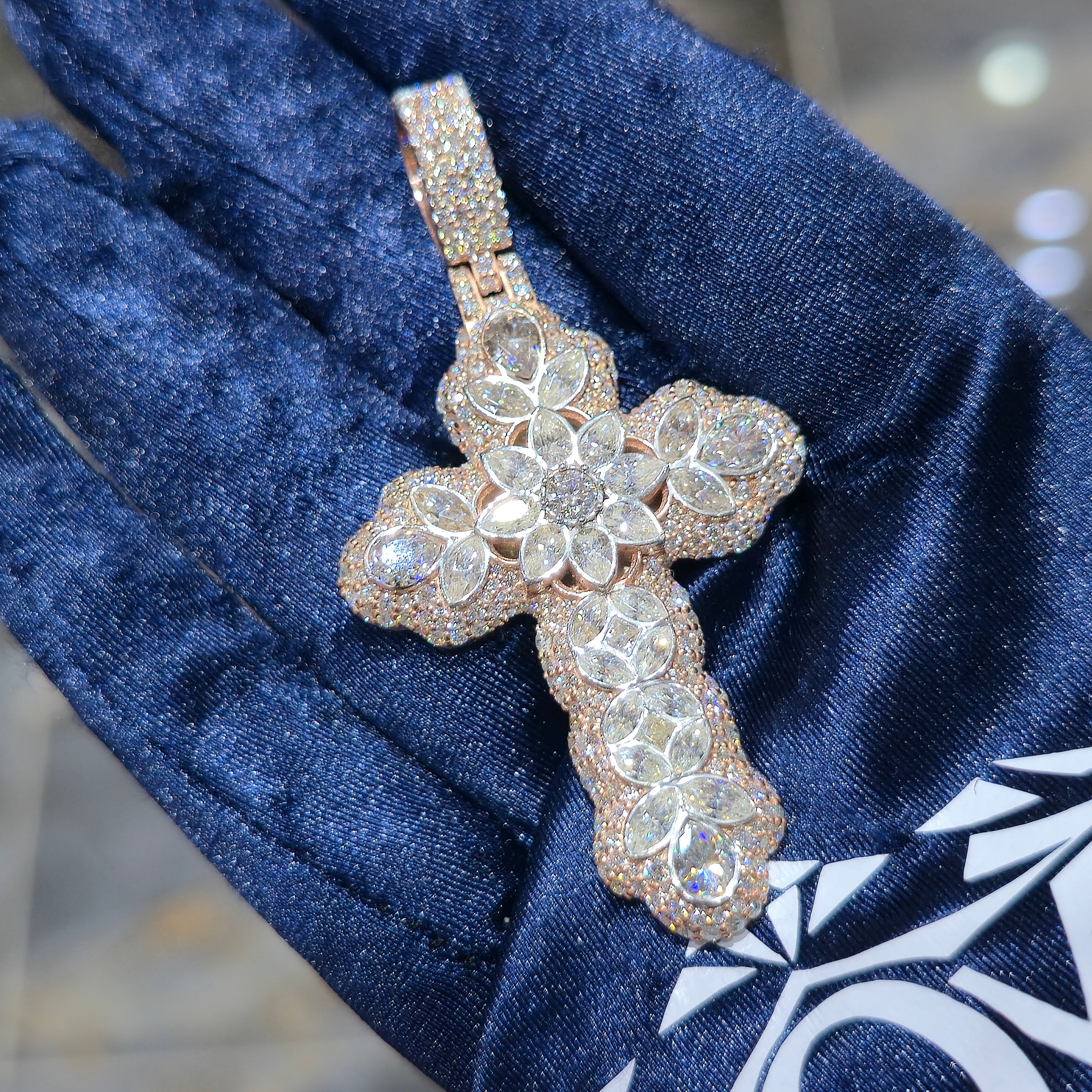 Mixed Cut Moissanite Cross Pendant – 925 Sterling Silver | Solid Back | 8.00 CTW | 2.5 Inch