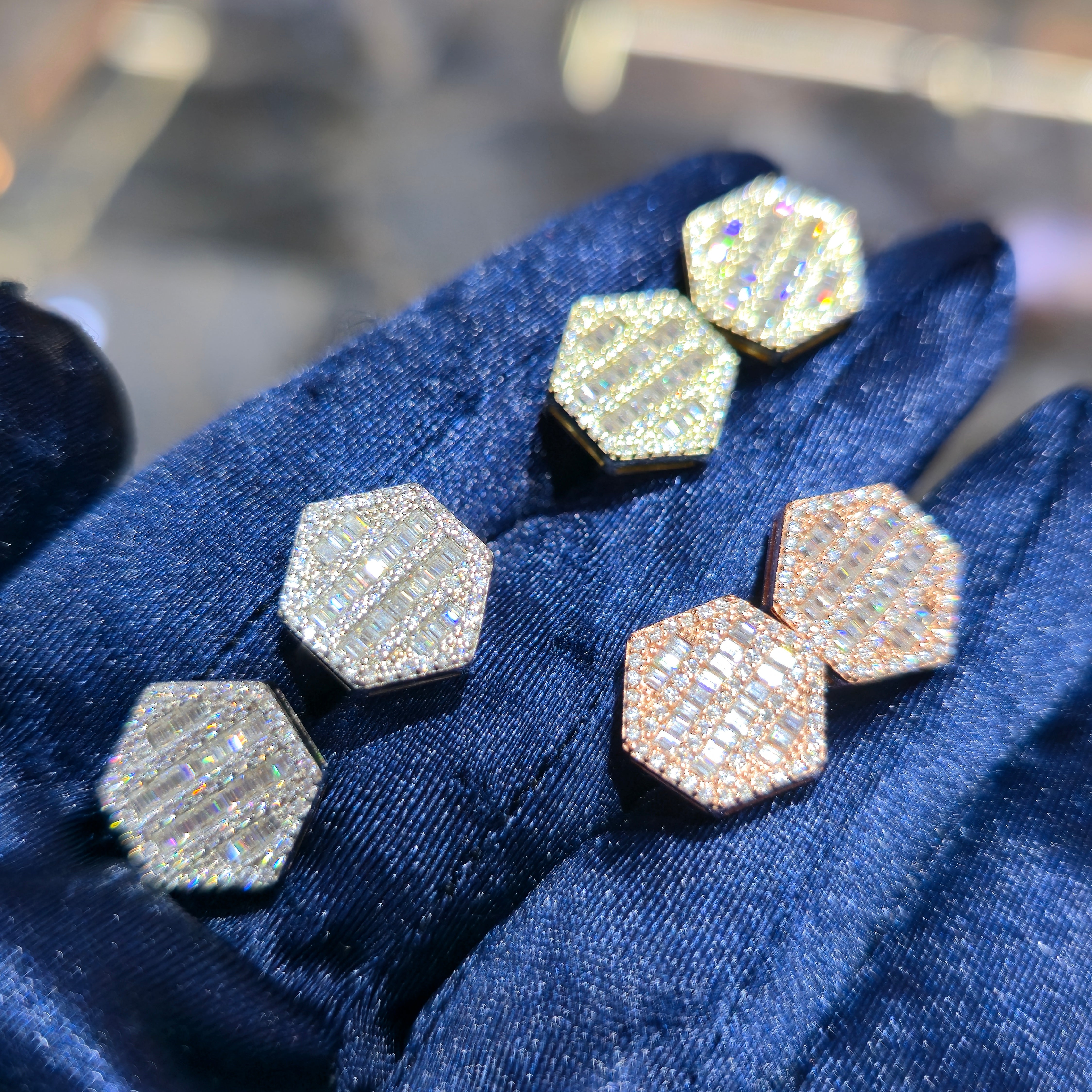 Sterling Silver Moissanite Hexagon Stud Earrings