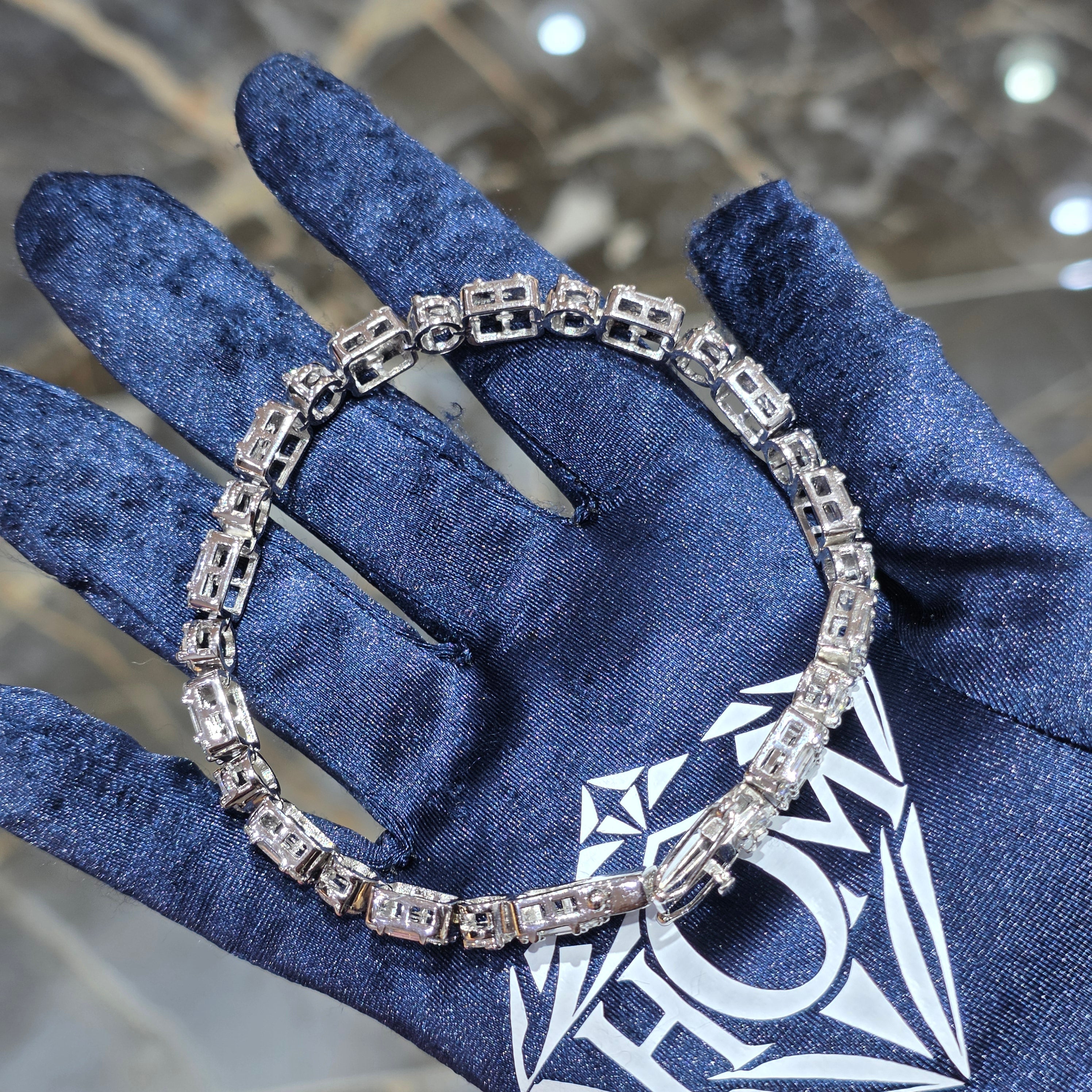 Moissanite Multi Shape Cluster Tennis Bracelet – 925 Sterling Silver | Silver, Gold & Rose Gold