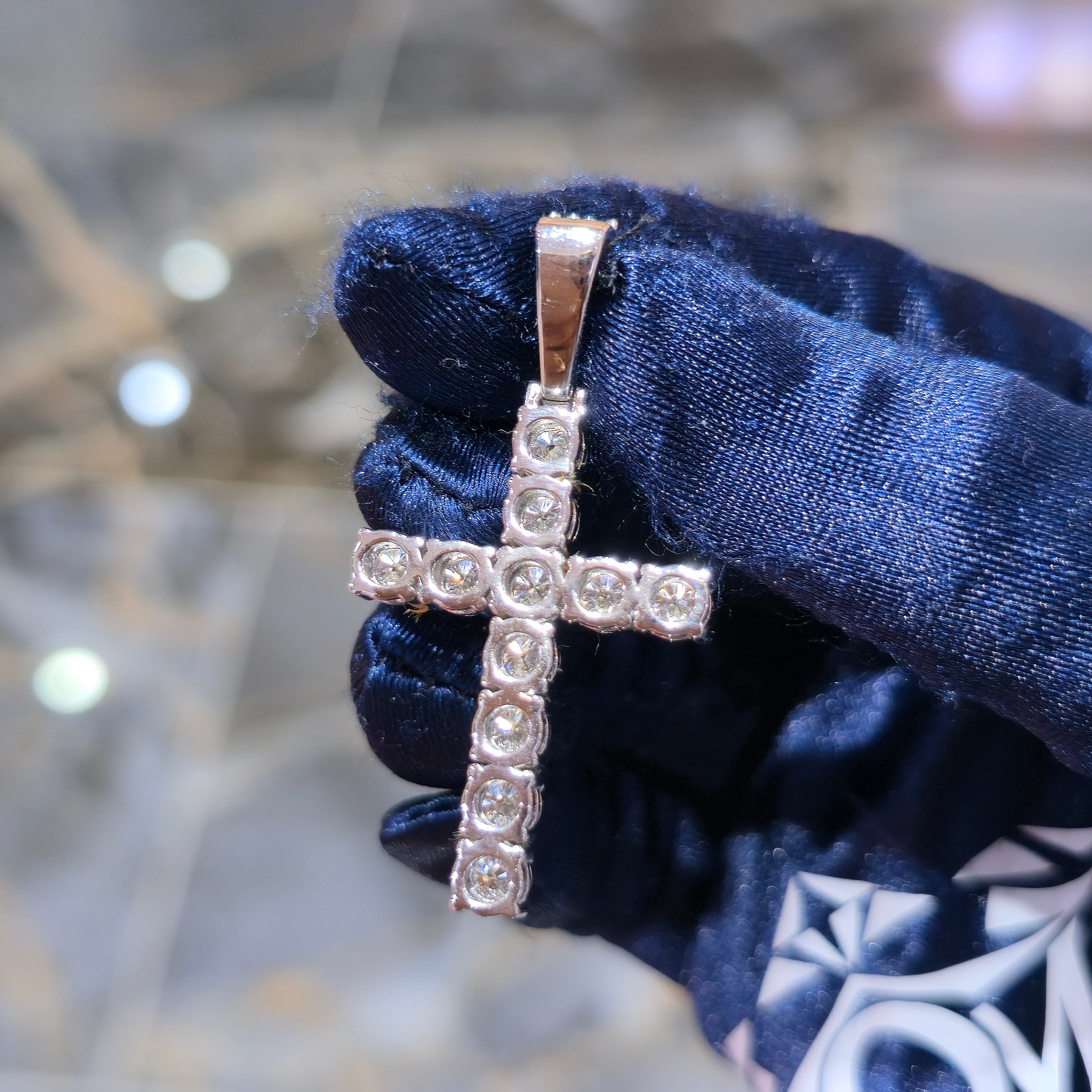 Moissanite Tennis Cross Pendant – 925 Sterling Silver | 3.45 CTW | Silver, Gold & Rose Gold