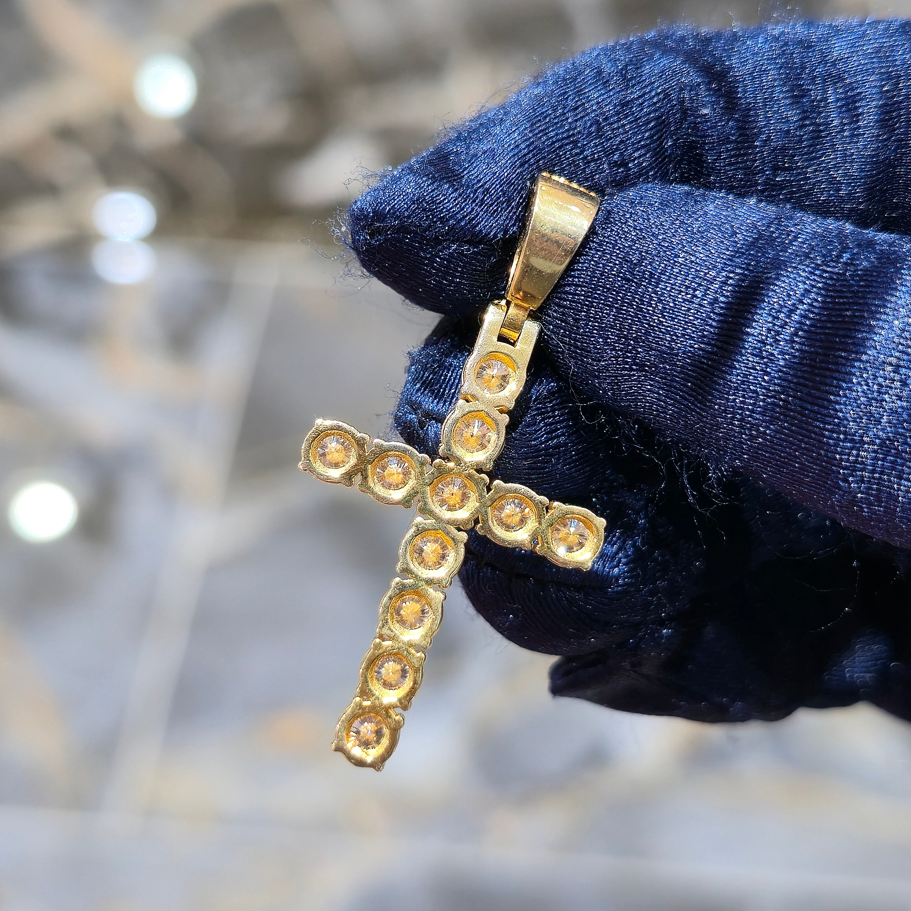 Moissanite Tennis Cross Pendant – 925 Sterling Silver | 3.45 CTW | Silver, Gold & Rose Gold