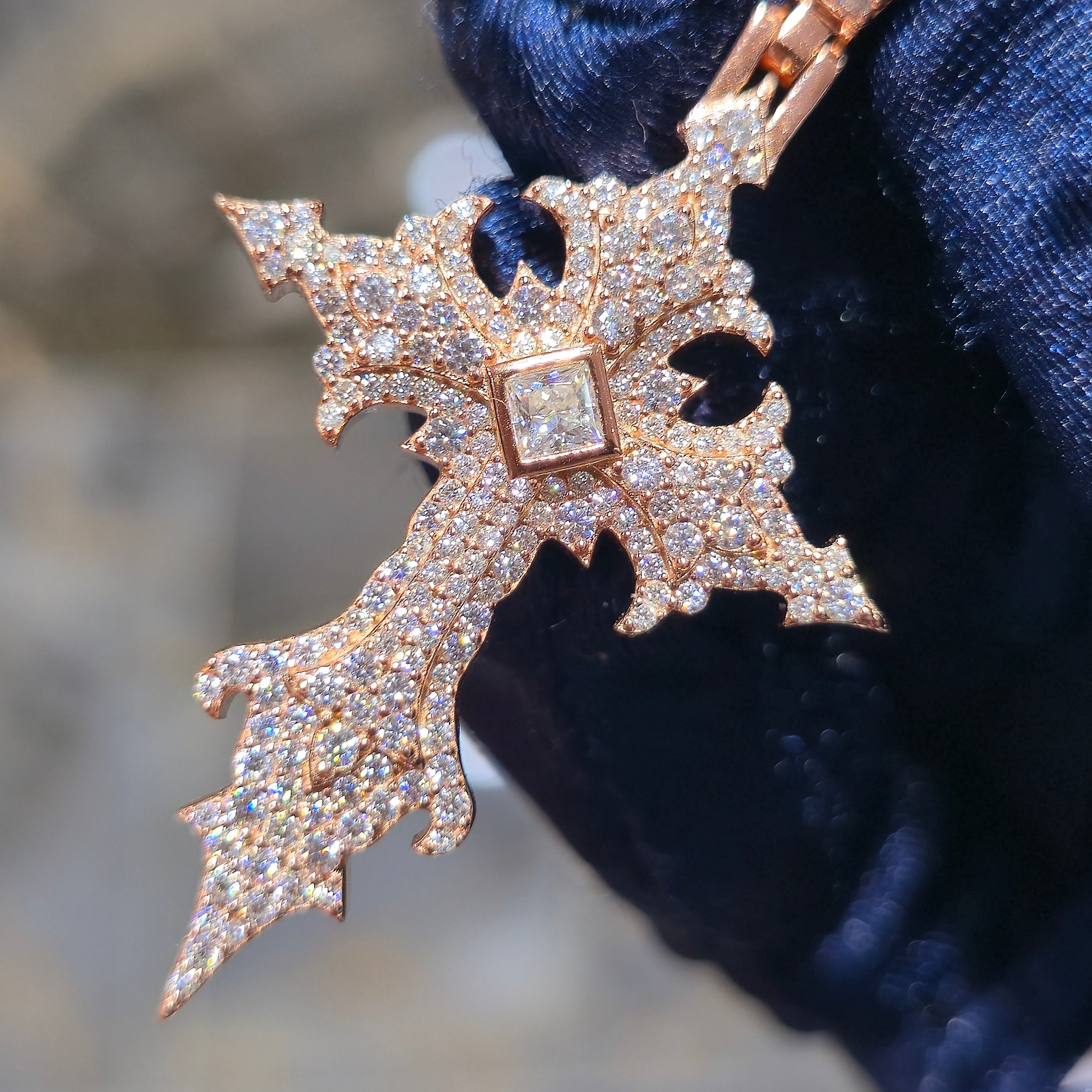 Moissanite Gothic Cross Pendant – 925 Sterling Silver | Silver, Gold & Rose Gold | 2.30 CTW