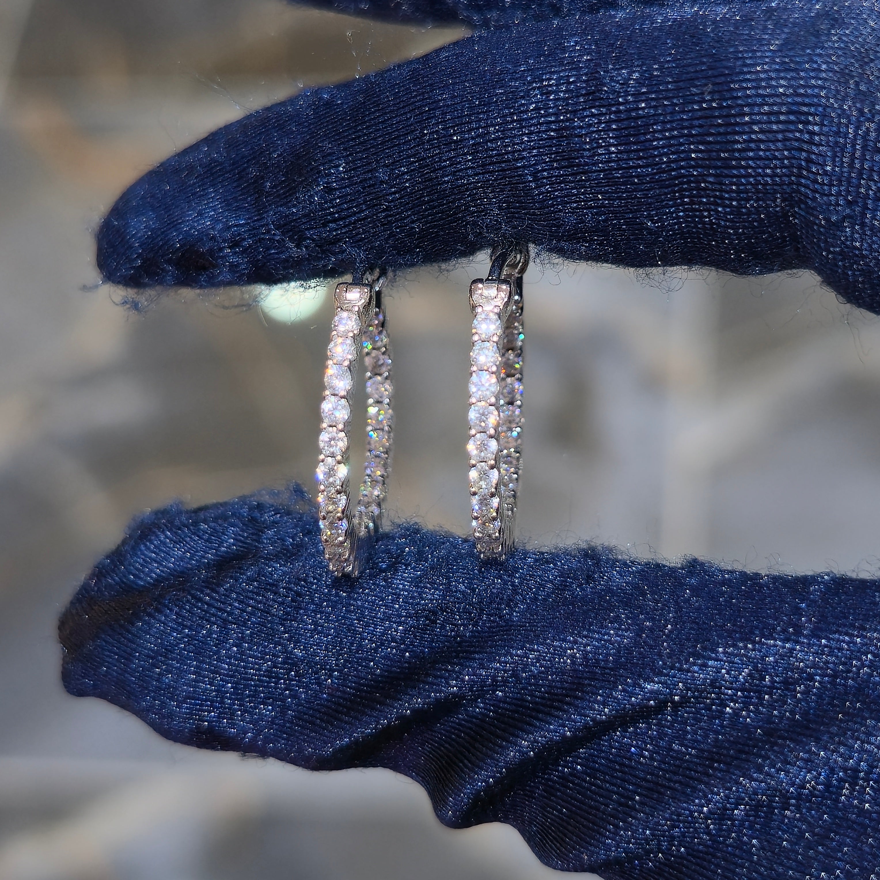 Huggie Hoop Moissanite Earrings - Silver