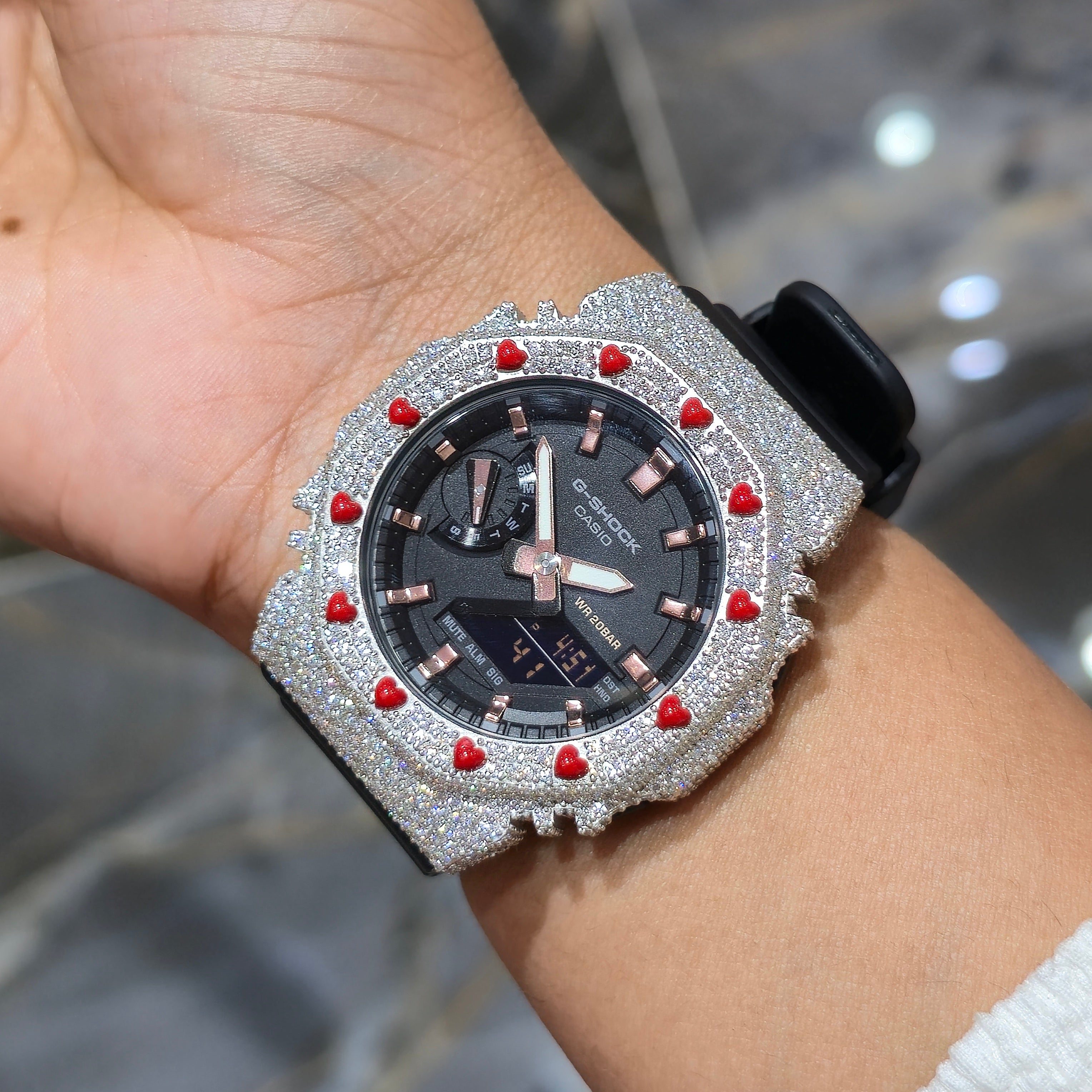 Heart Bezel Moissanite G-Shock Watch