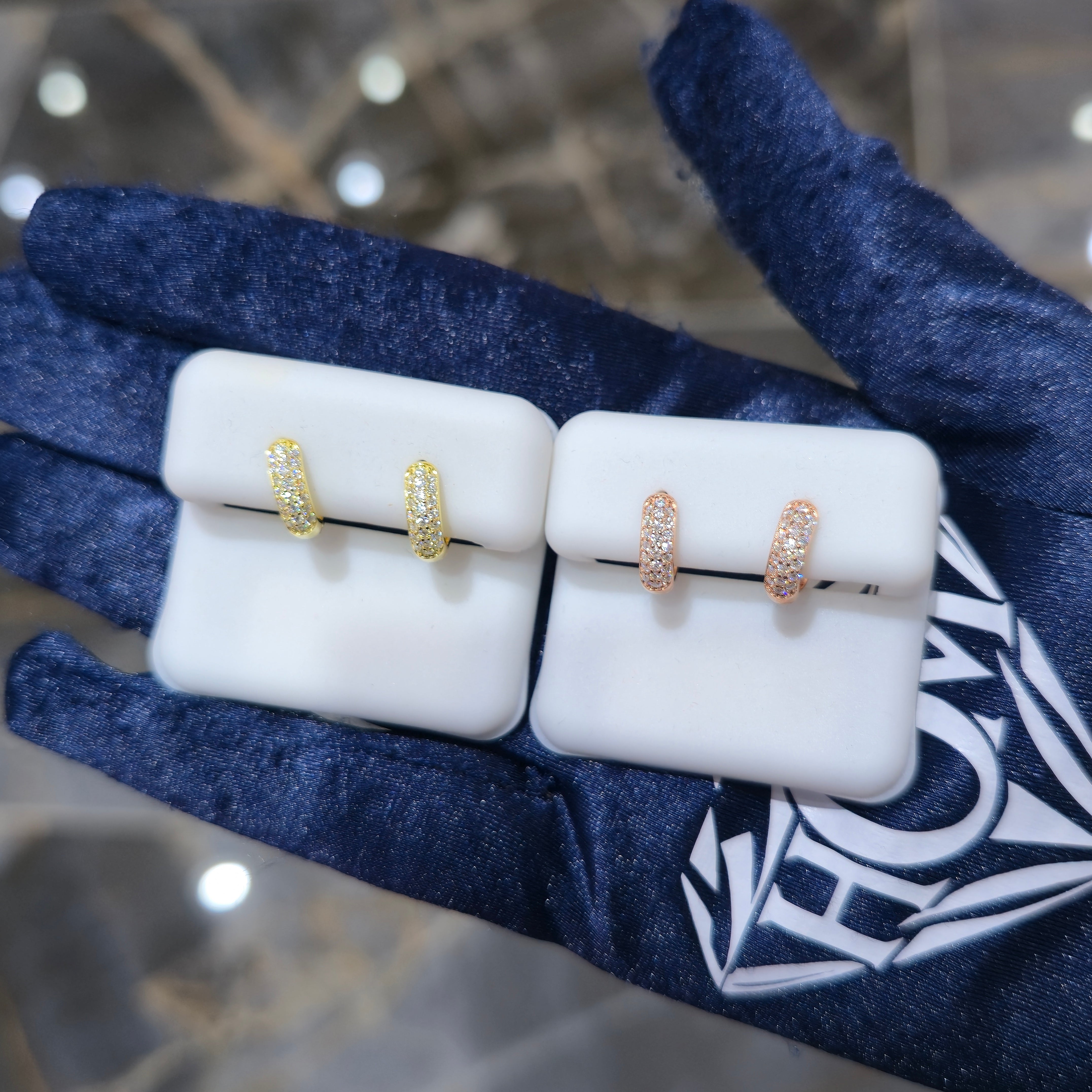 Multi-Row Huggie Moissanite Earrings - Silver