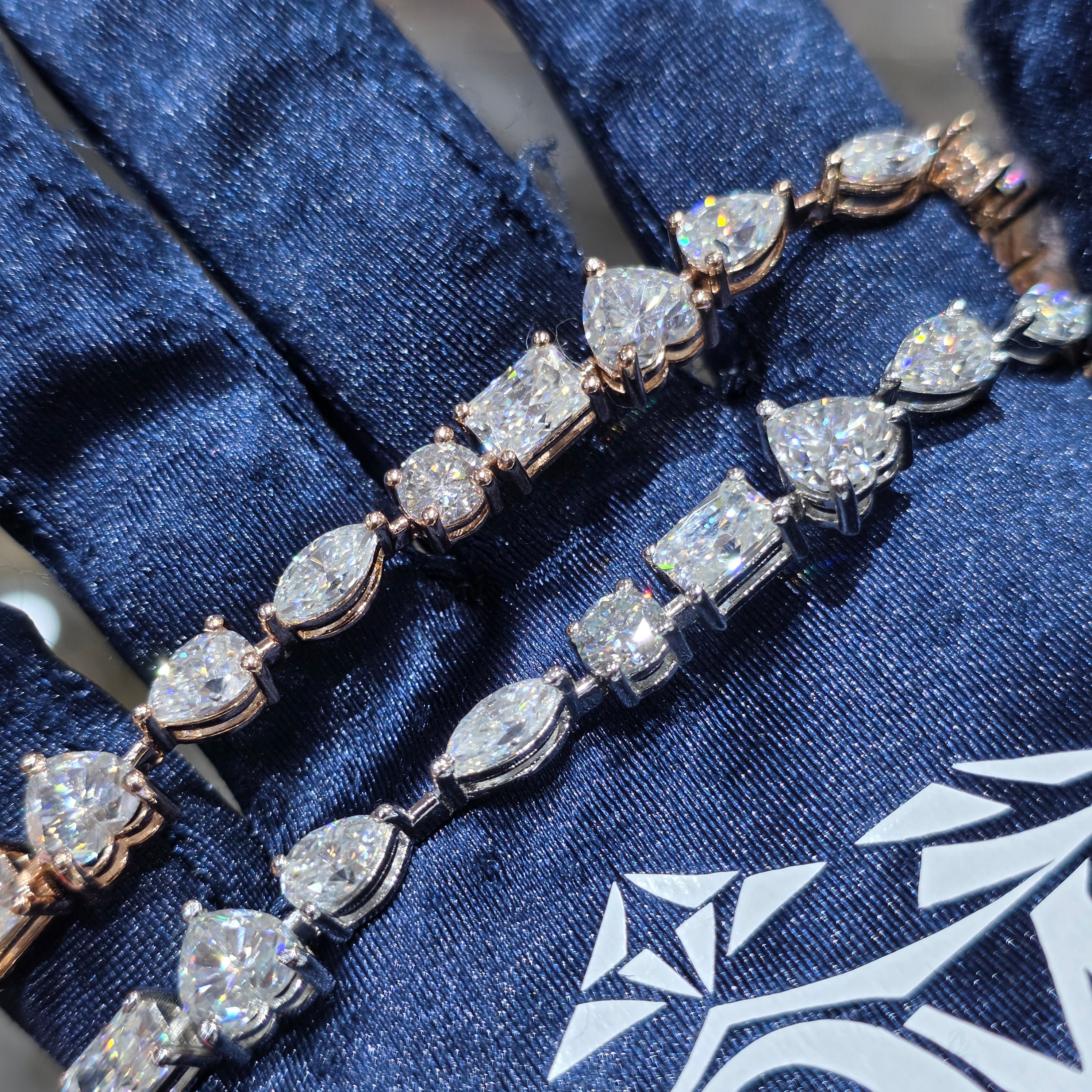 Moissanite Fancy Cut Tennis Bracelet – 925 Sterling Silver | Silver, Gold & Rose Gold