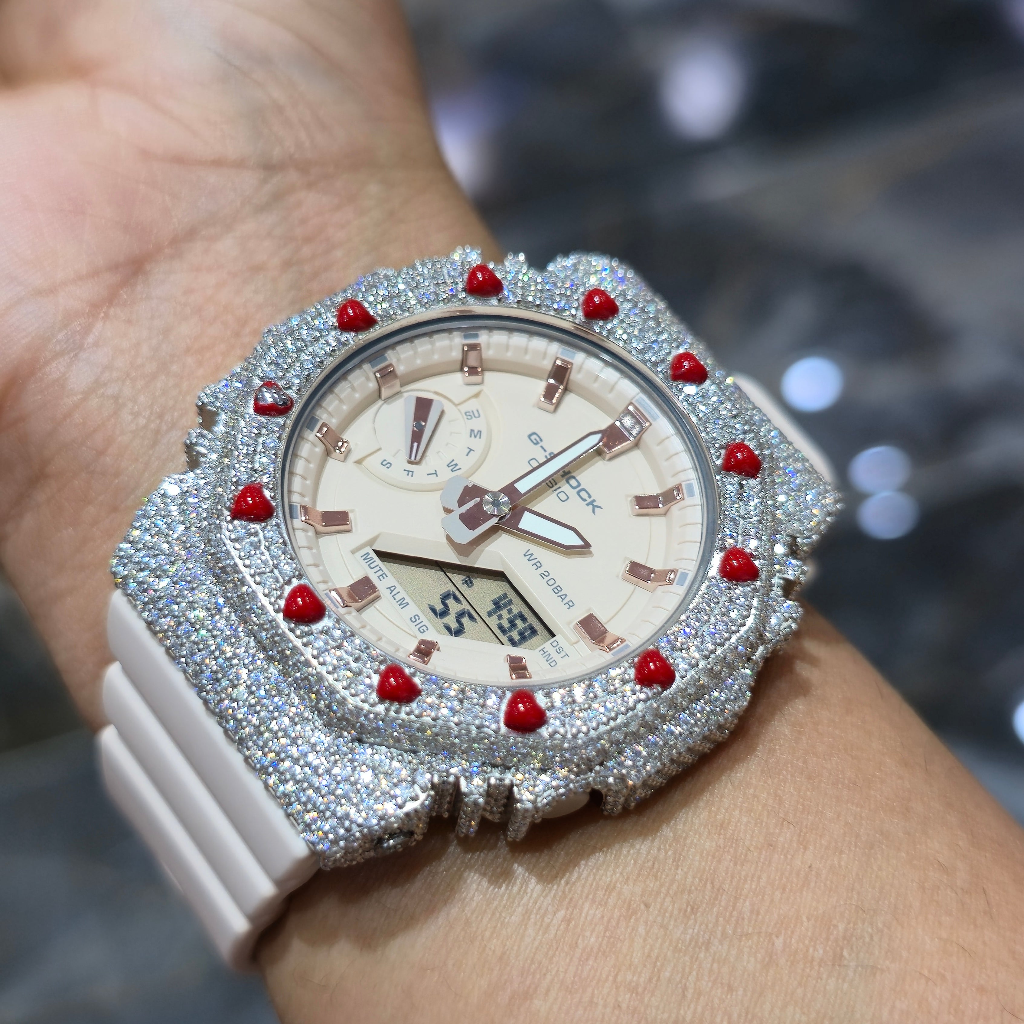 Heart Bezel Moissanite G-Shock Watch
