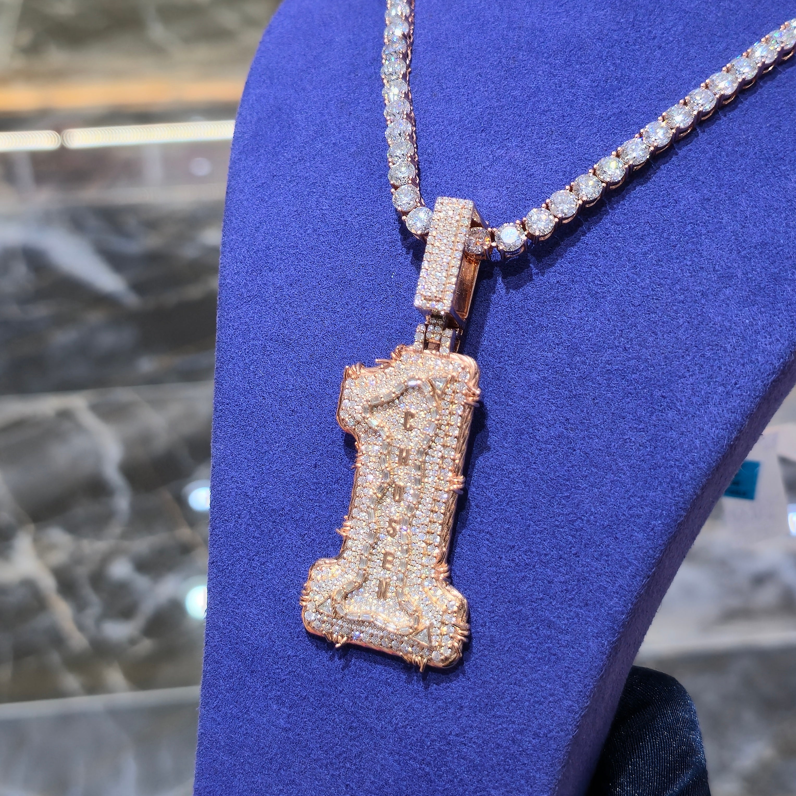 Custom Chosen One Pendant & Tennis Chain Combo Set | Rose Gold | Sterling Silver
