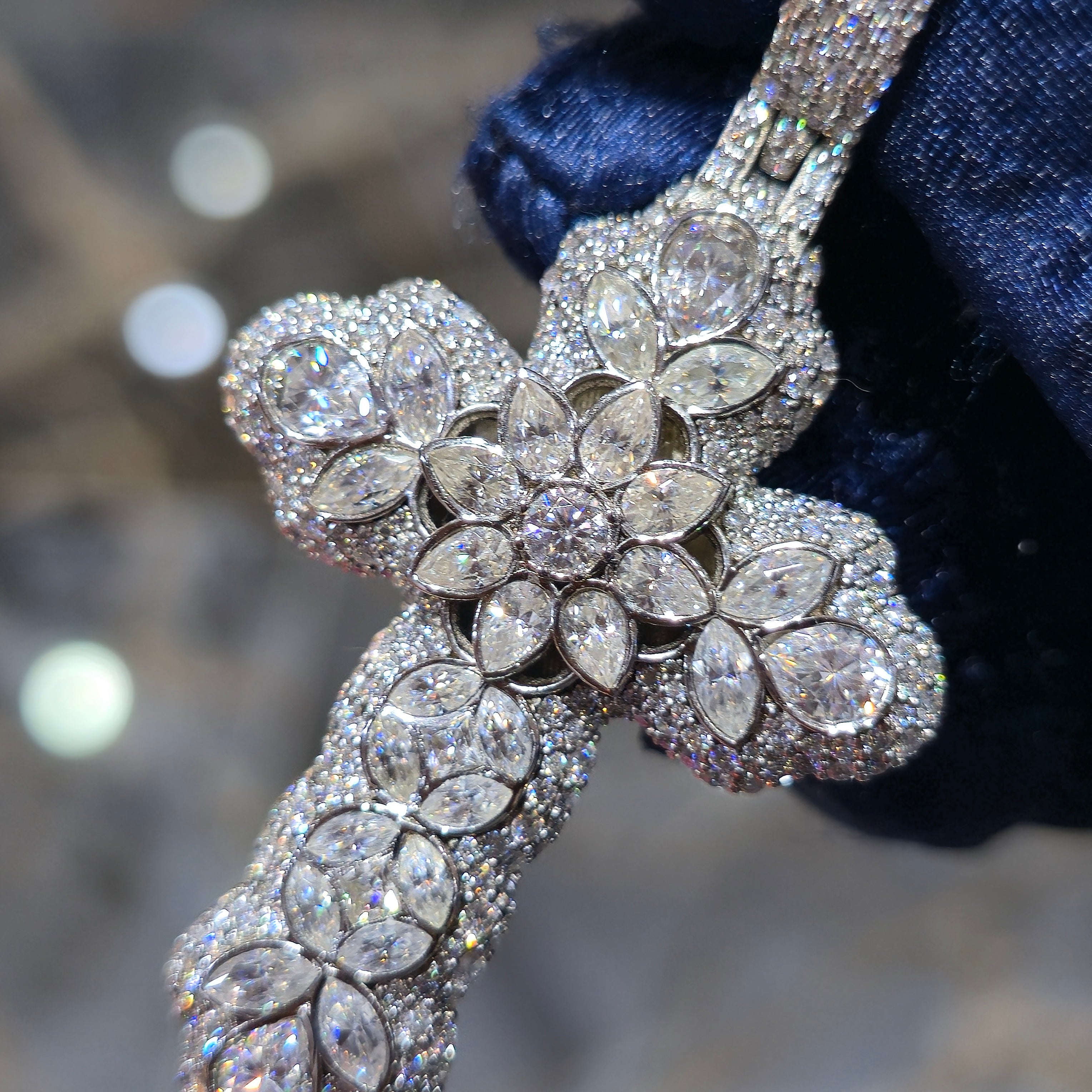 Mixed Cut Moissanite Cross Pendant – 925 Sterling Silver | Solid Back | 8.00 CTW | 2.5 Inch