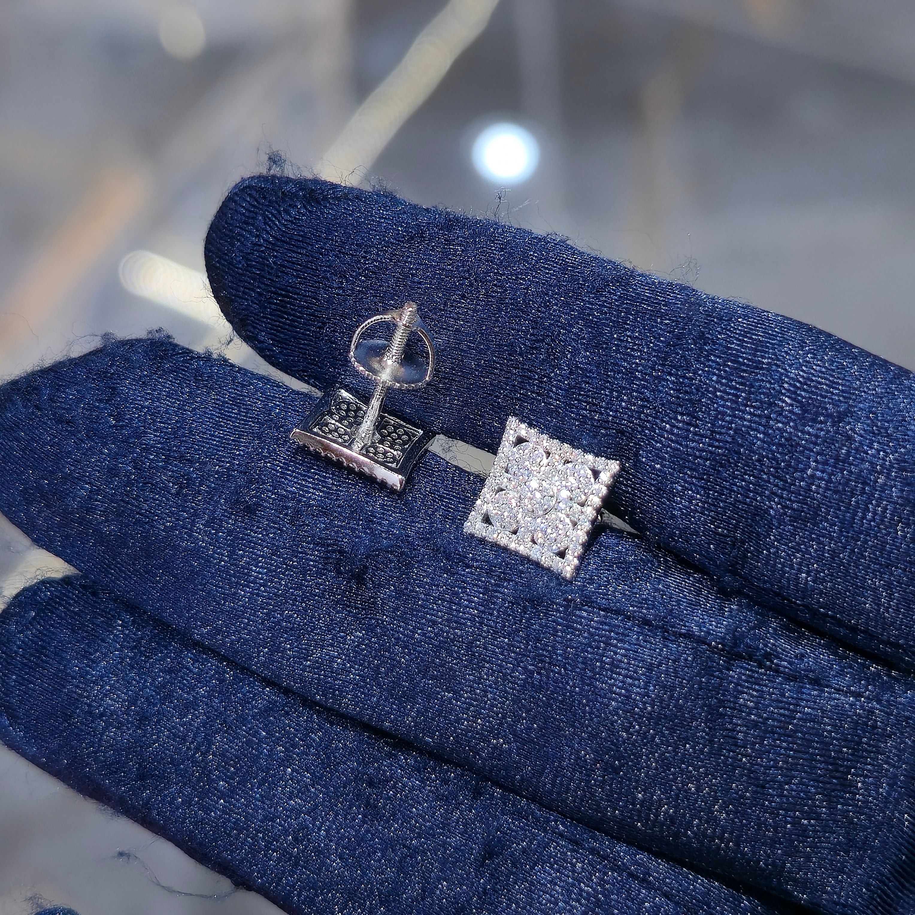 Sterling Silver Moissanite Illusion Setting Stud Earrings