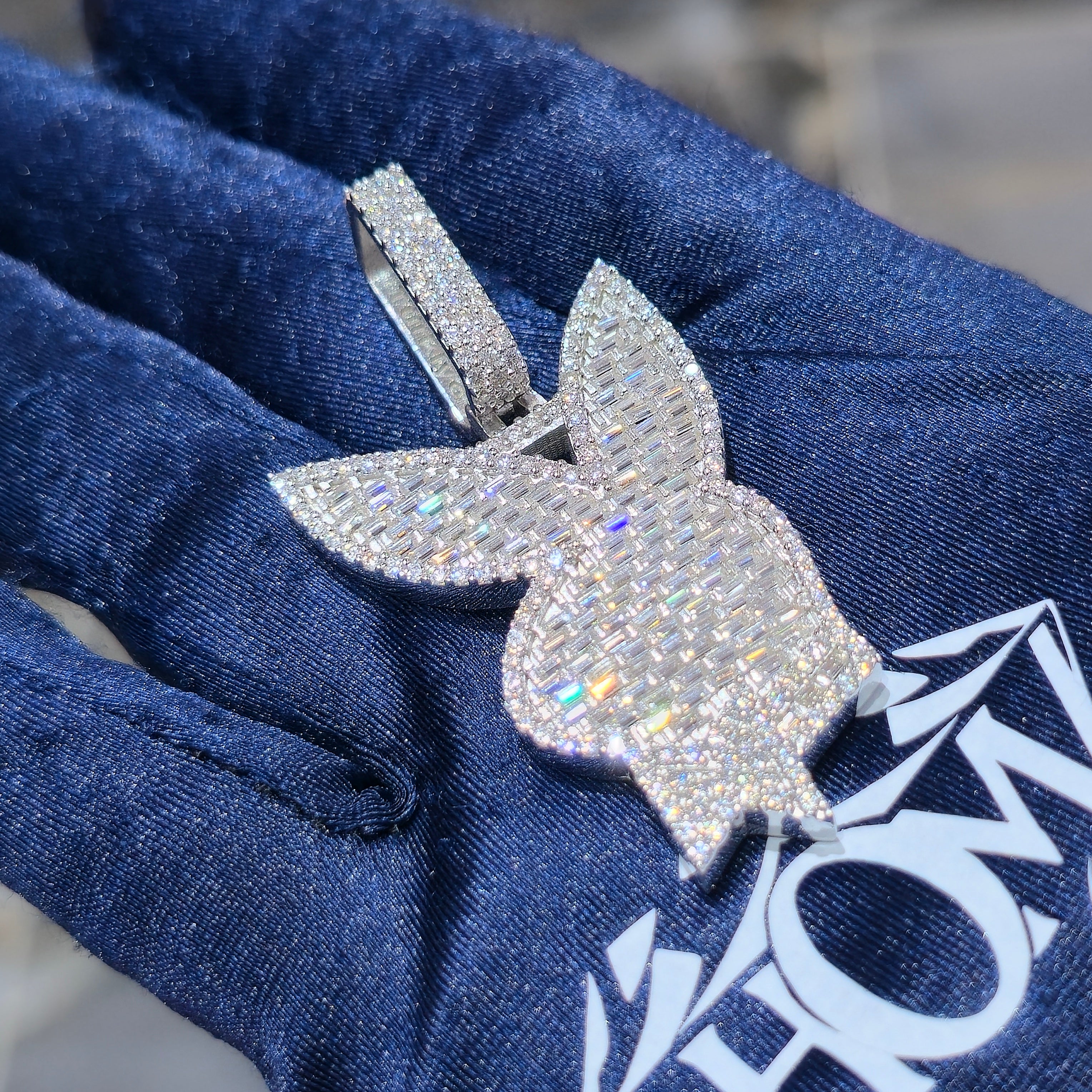 Moissanite Playboy Bunny Pendant – 925 Sterling Silver | 4.50 CTW | Silver, Gold & Rose Gold