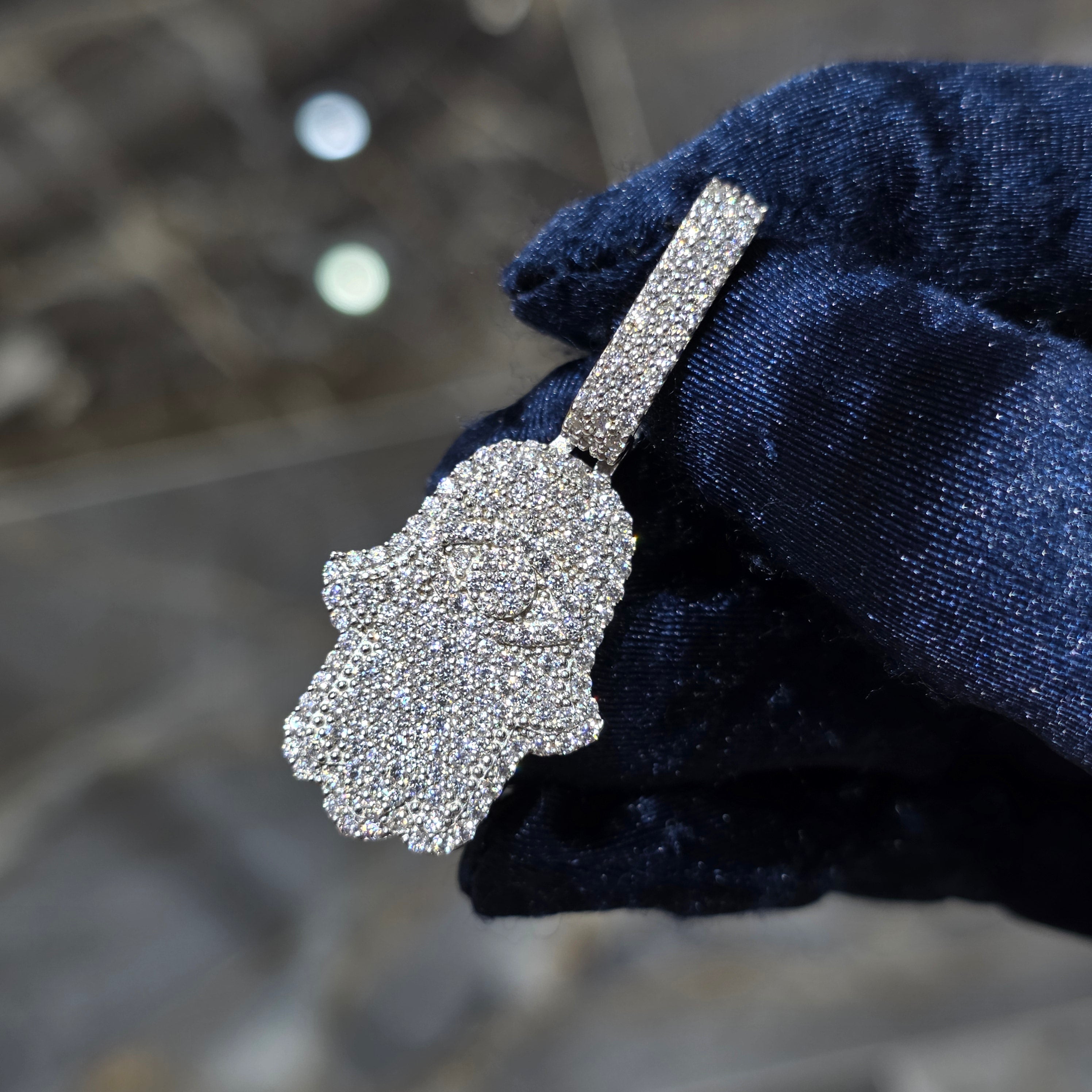 Moissanite Hamsa Pendant – 925 Sterling Silver | 2.05 CTW|Silver, Gold & Rose Gold