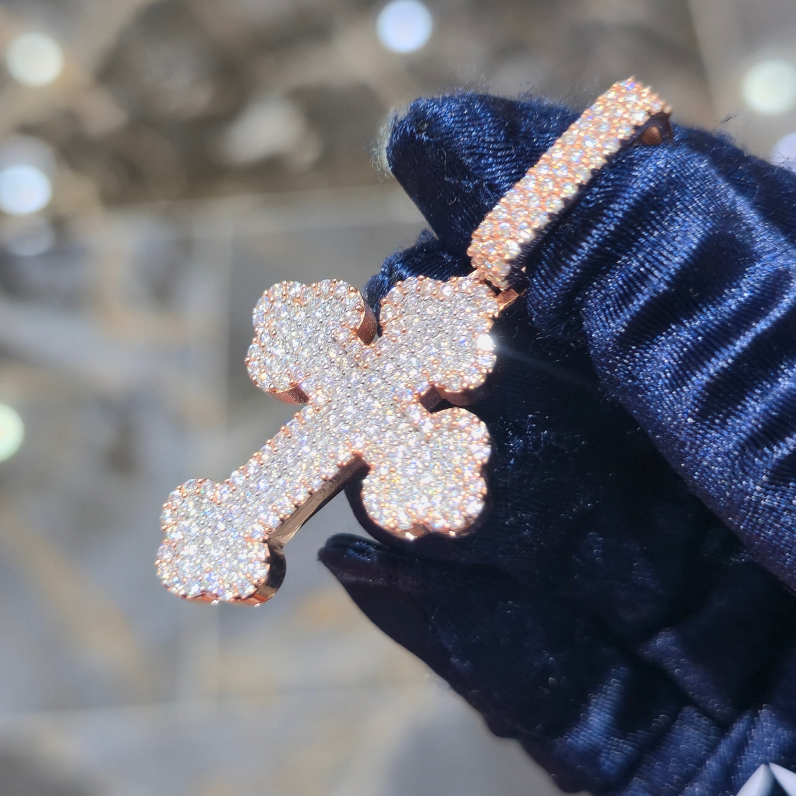 Moissanite Bottony Cross Pendant – 925 Sterling Silver | 2.11 CTW | Silver, Gold & Rose Gold