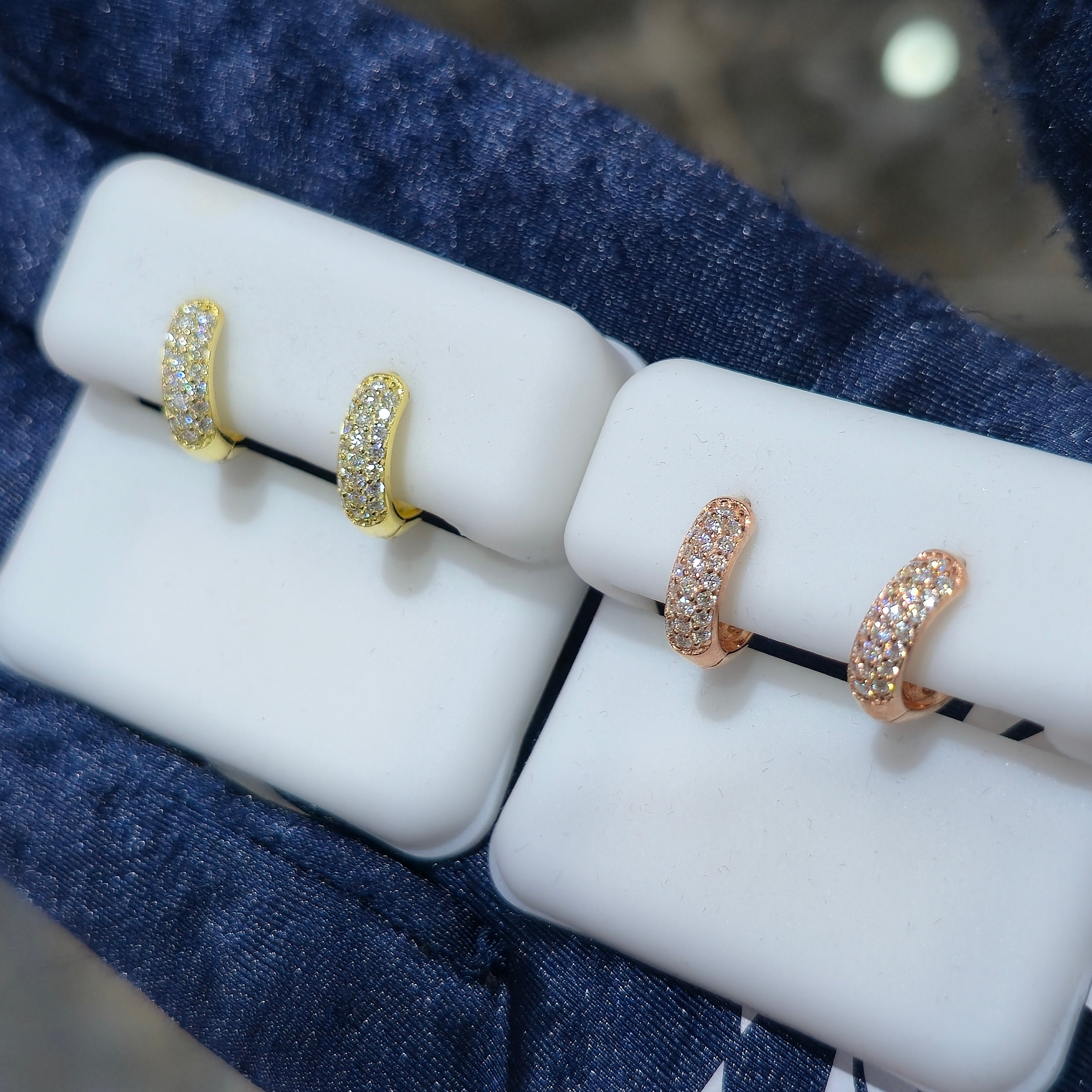 Multi-Row Huggie Moissanite Earrings - Silver