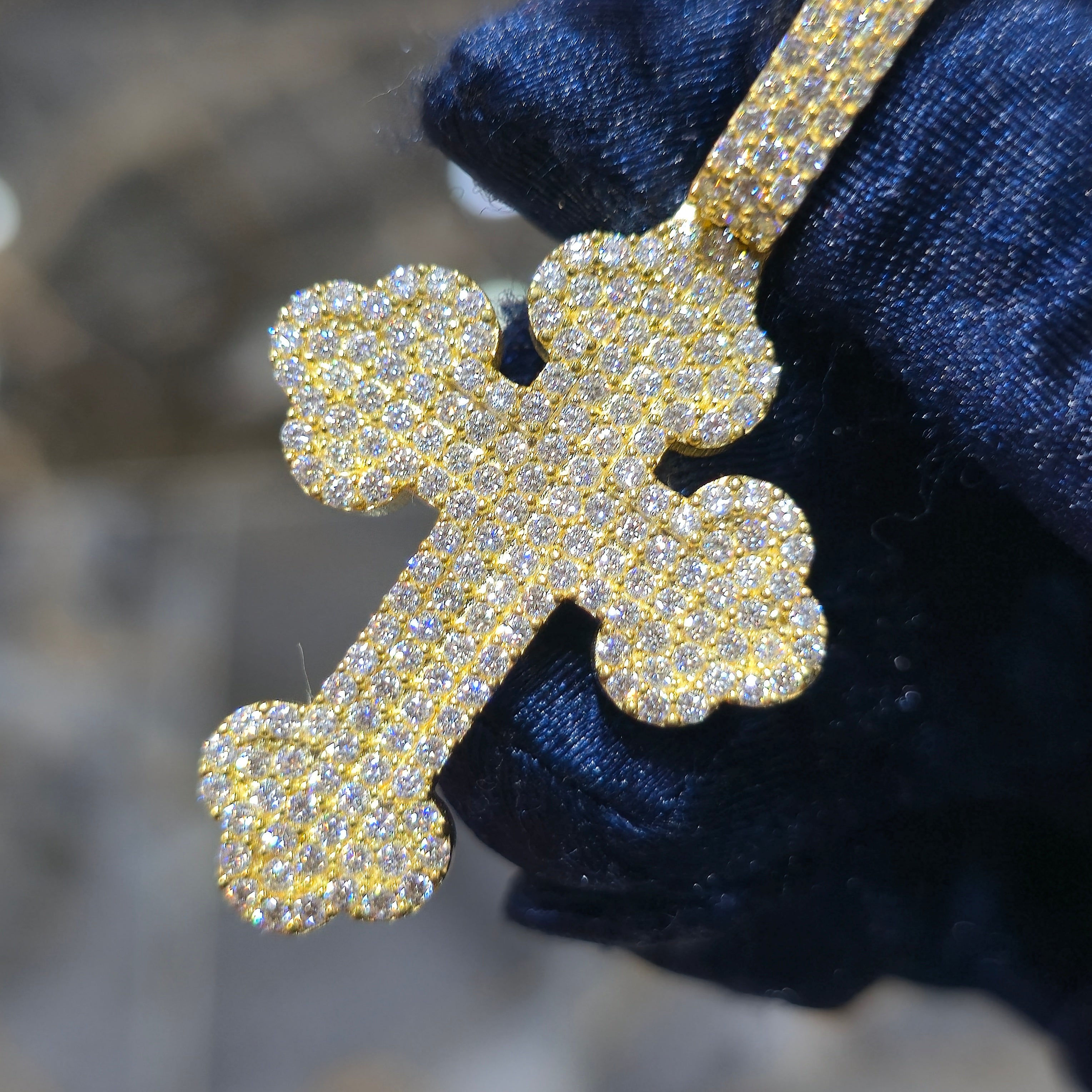 Moissanite Bottony Cross Pendant – 925 Sterling Silver | 2.11 CTW | Silver, Gold & Rose Gold