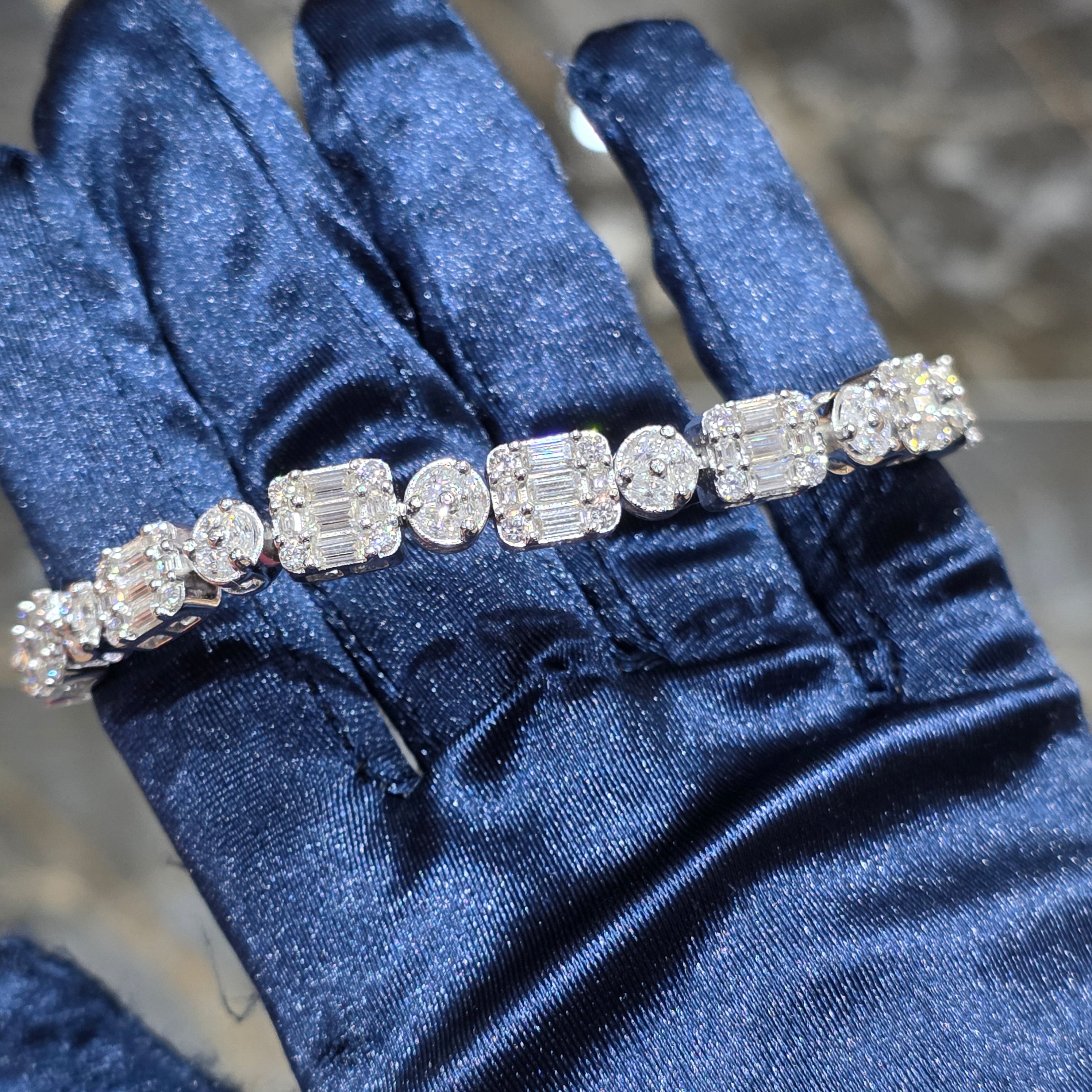 Moissanite Multi Shape Cluster Tennis Bracelet – 925 Sterling Silver | Silver, Gold & Rose Gold