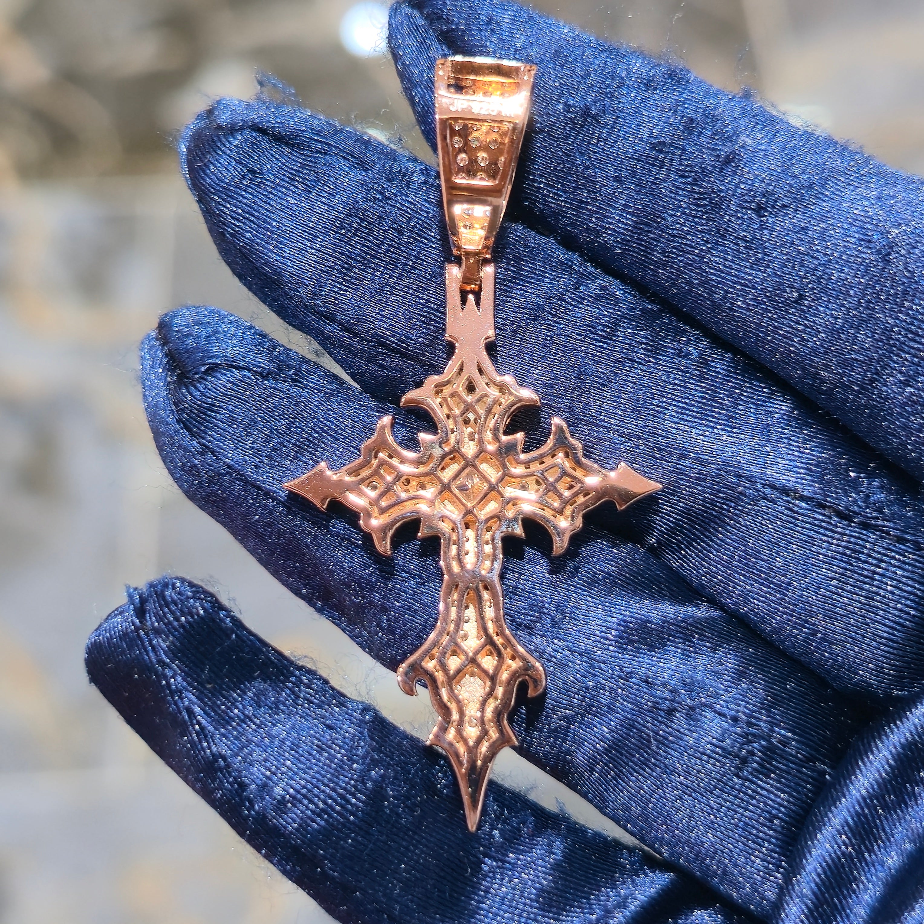 Moissanite Gothic Cross Pendant – 925 Sterling Silver | Silver, Gold & Rose Gold | 2.30 CTW