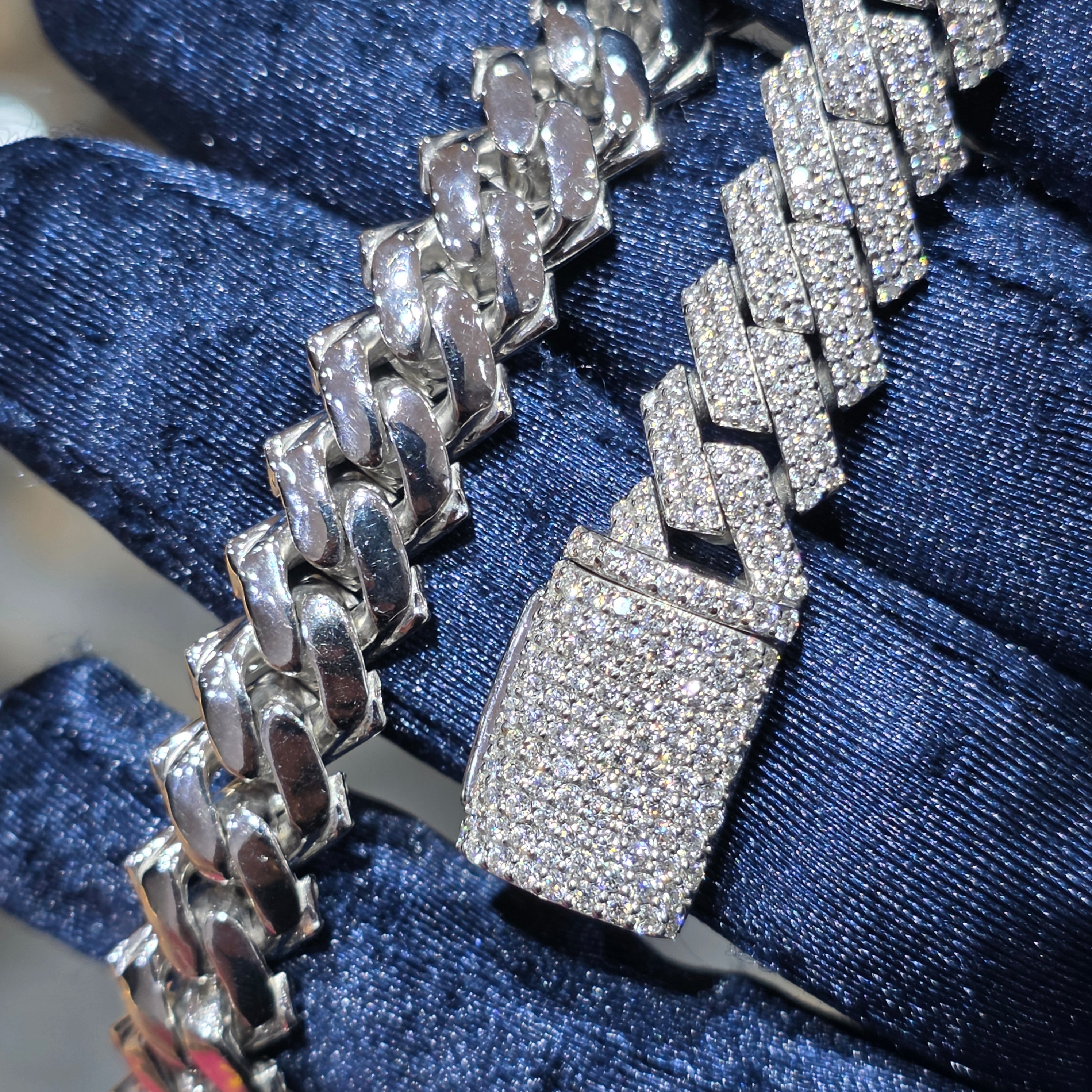 Moissanite Spiked Cuban Link Bracelet  – 925 Sterling Silver | 10MM