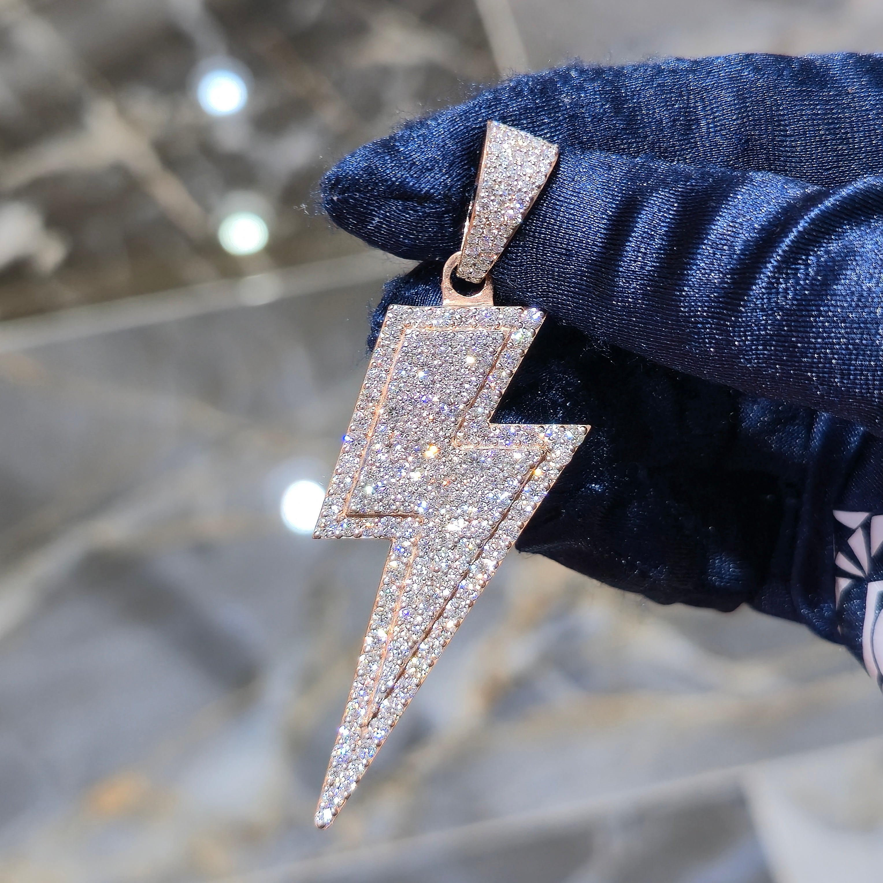 Moissanite Lightning Bolt Pendant – 925 Sterling Silver | 4.50 CTW | Silver, Gold & Rose Gold