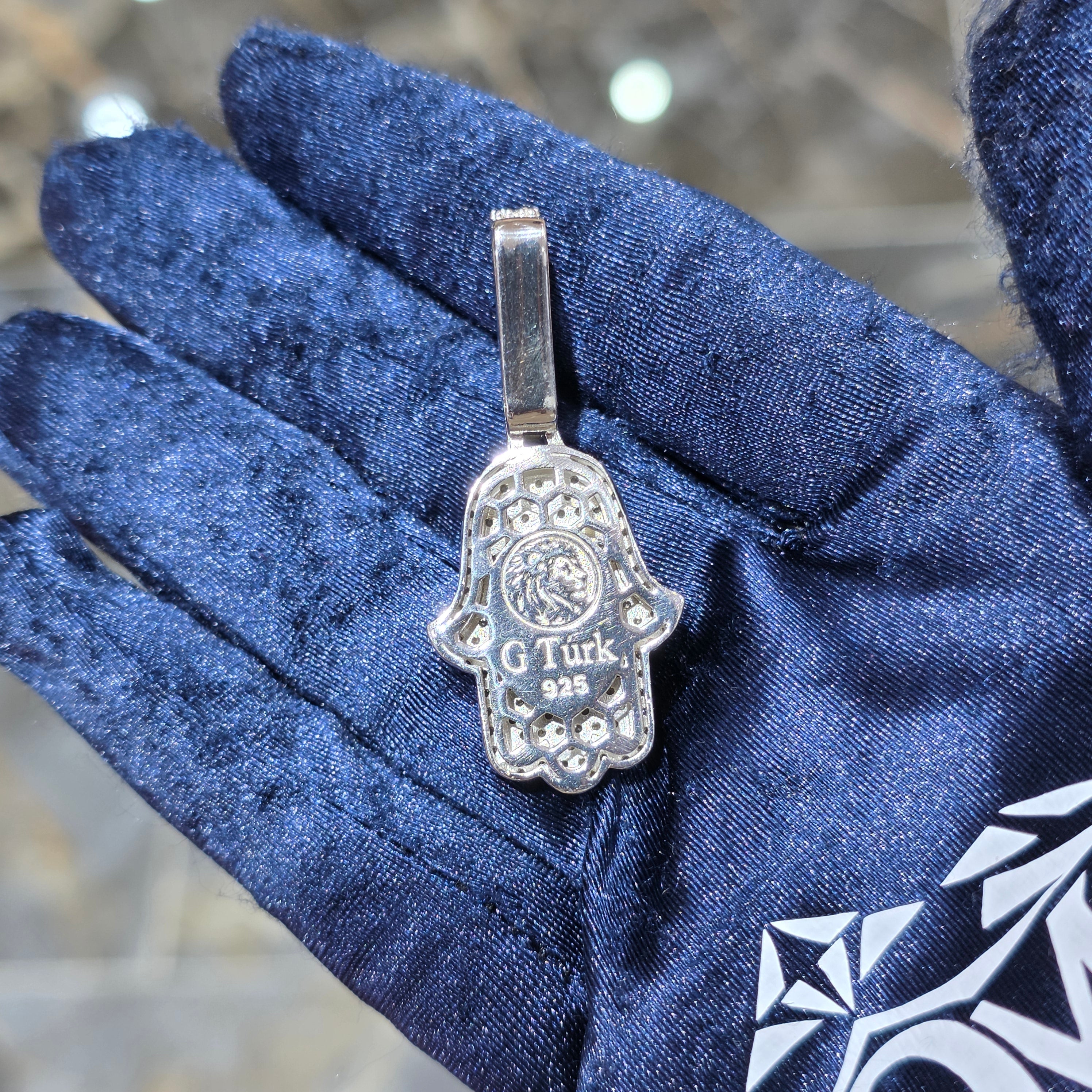 Moissanite Hamsa Pendant – 925 Sterling Silver | 2.05 CTW|Silver, Gold & Rose Gold