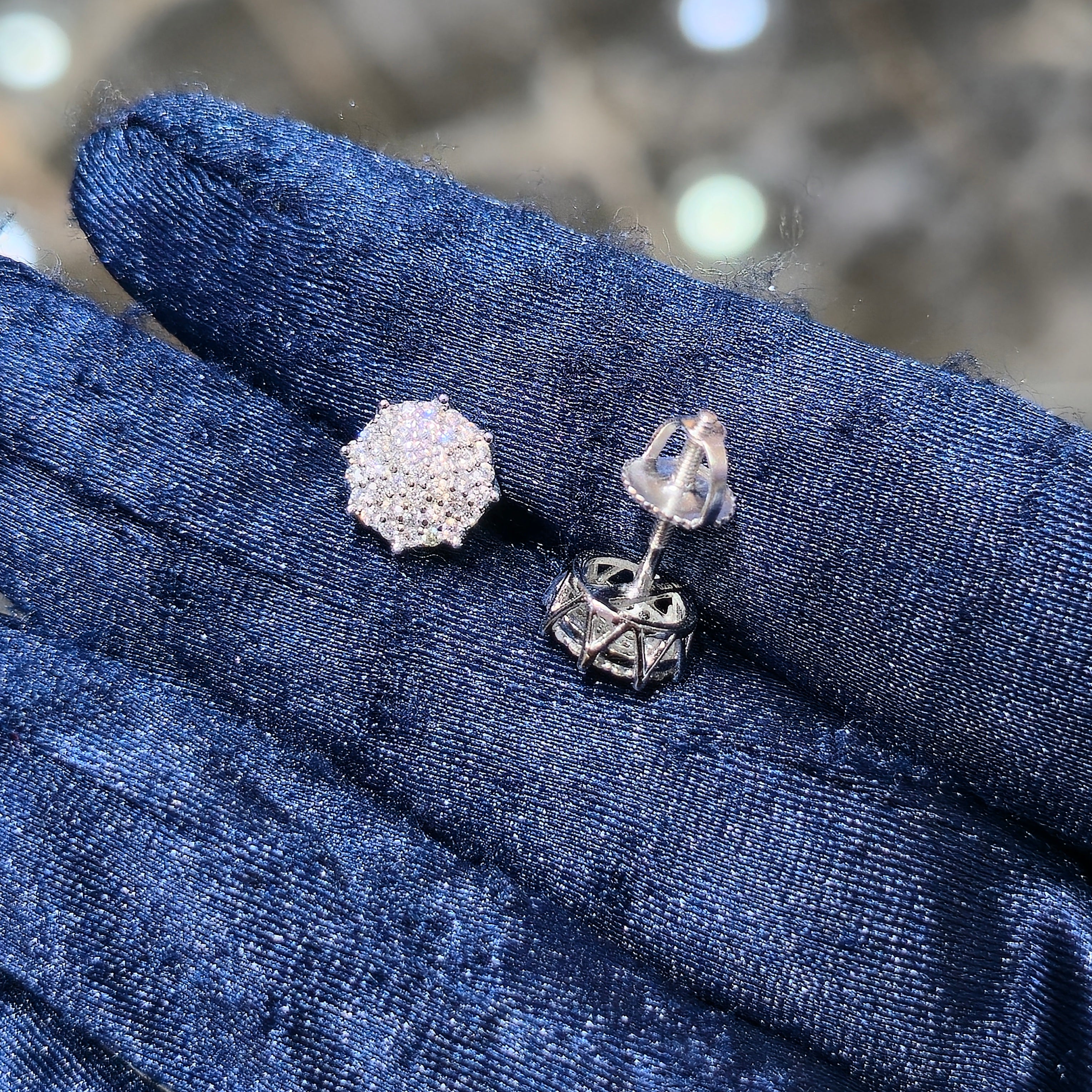 Honeycomb Moissanite Pavé Earrings - Silver
