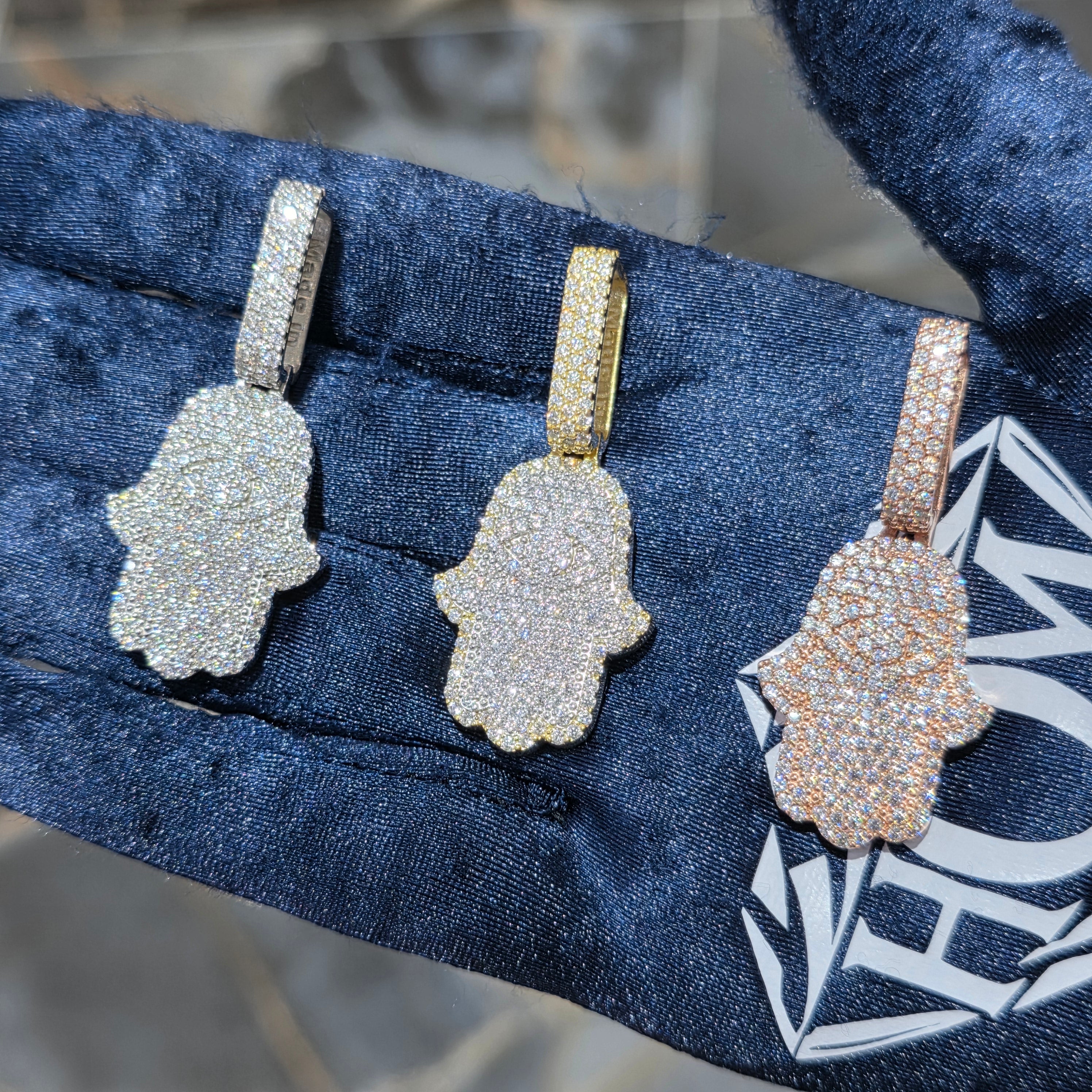Moissanite Hamsa Pendant – 925 Sterling Silver | 2.05 CTW|Silver, Gold & Rose Gold
