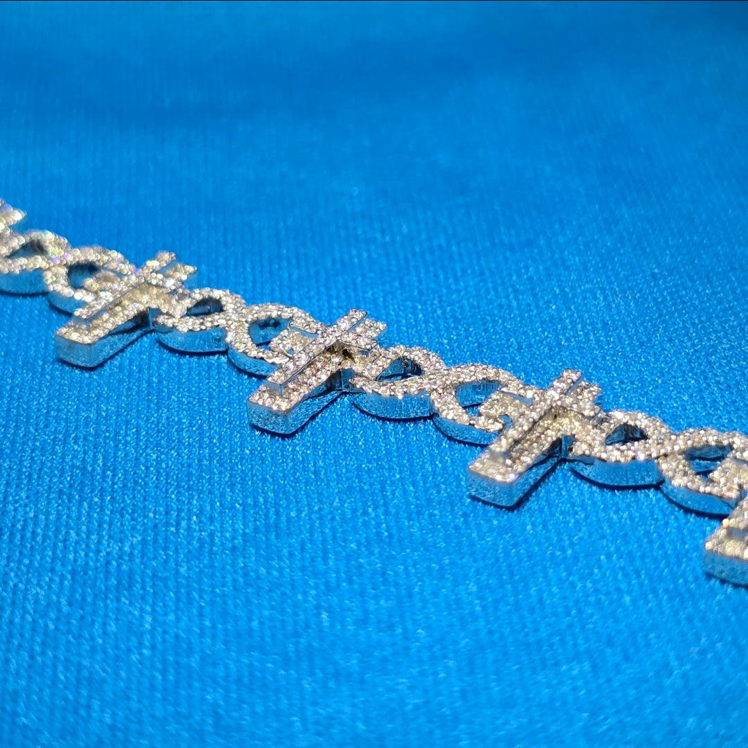 Moissanite Infinity Cross Bracelet 12.91 ctw