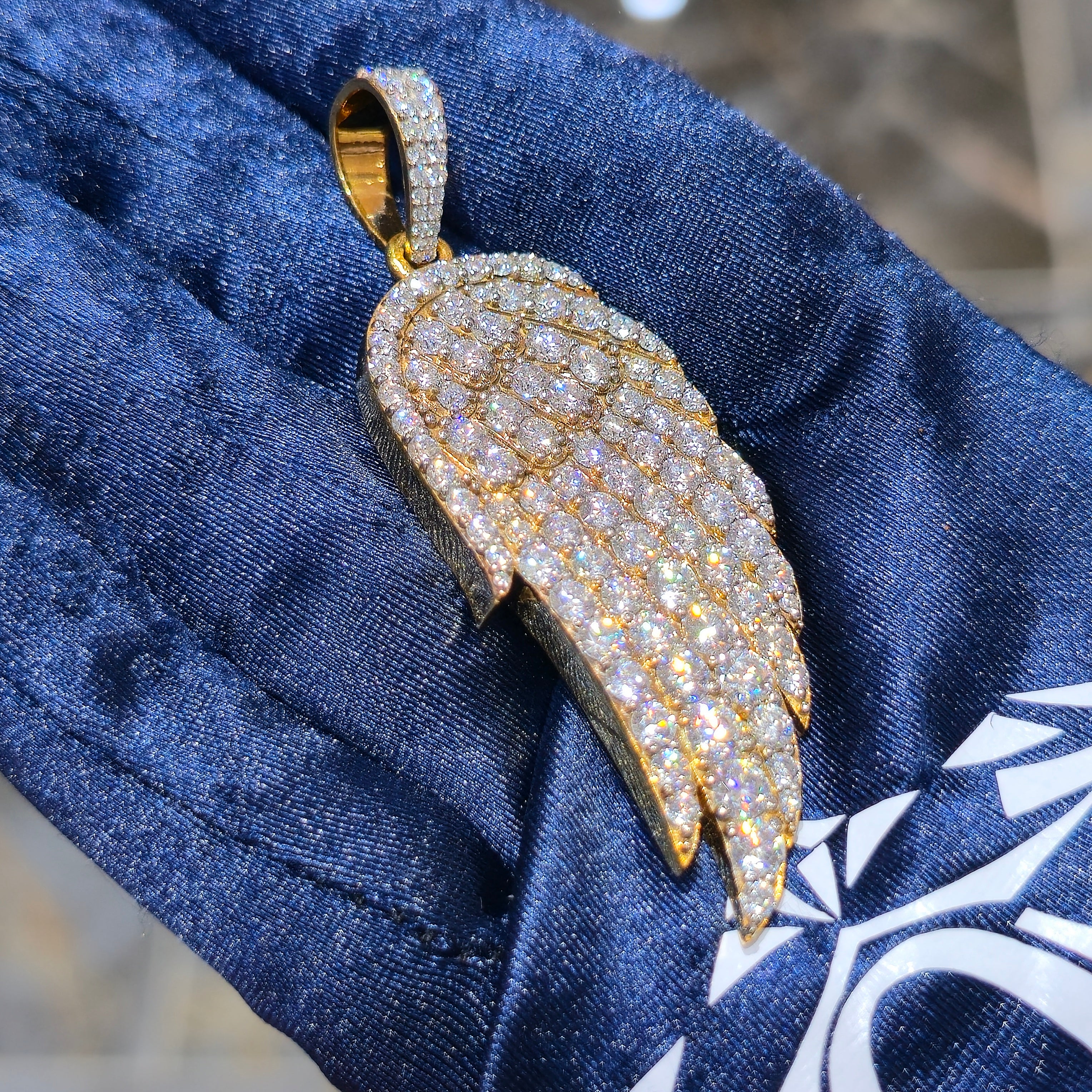 Moissanite Angel Wing Pendant – 925 Sterling Silver | 7.00 CTW | Silver, Gold & Rose Gold