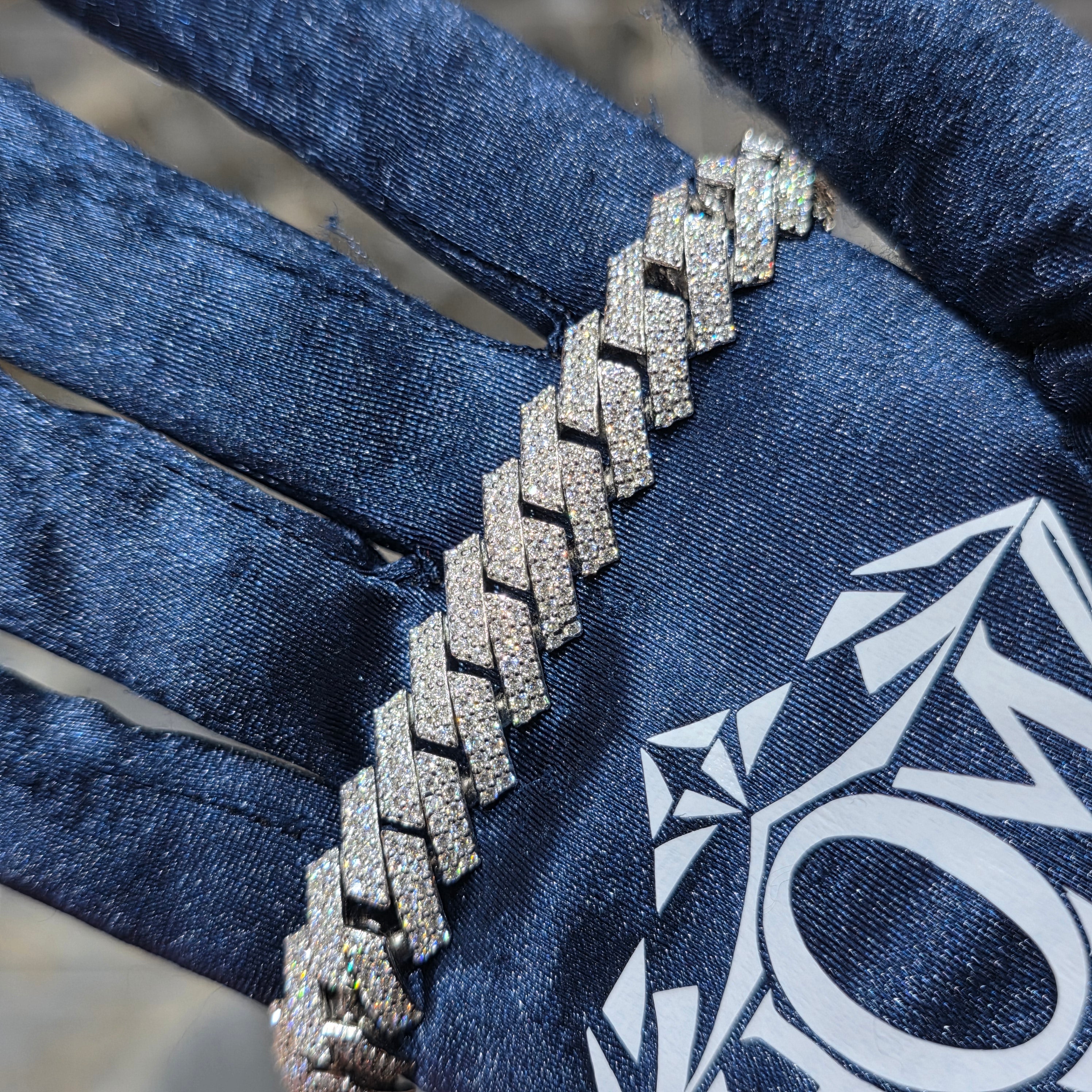 Moissanite Spiked Cuban Link Bracelet – 925 Sterling Silver | 12MM