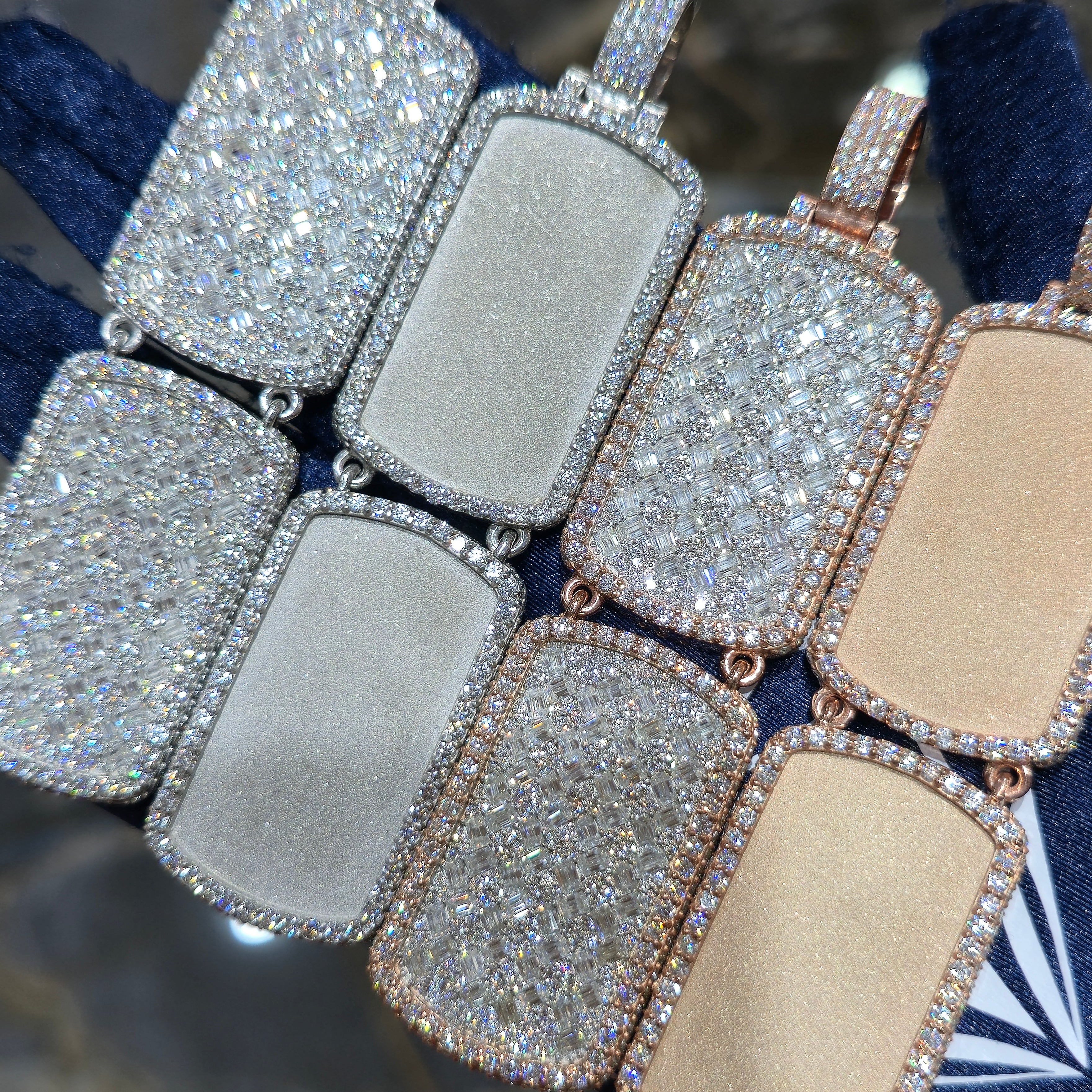 Custom Double Dog Tag Picture Pendant – Iced Moissanite