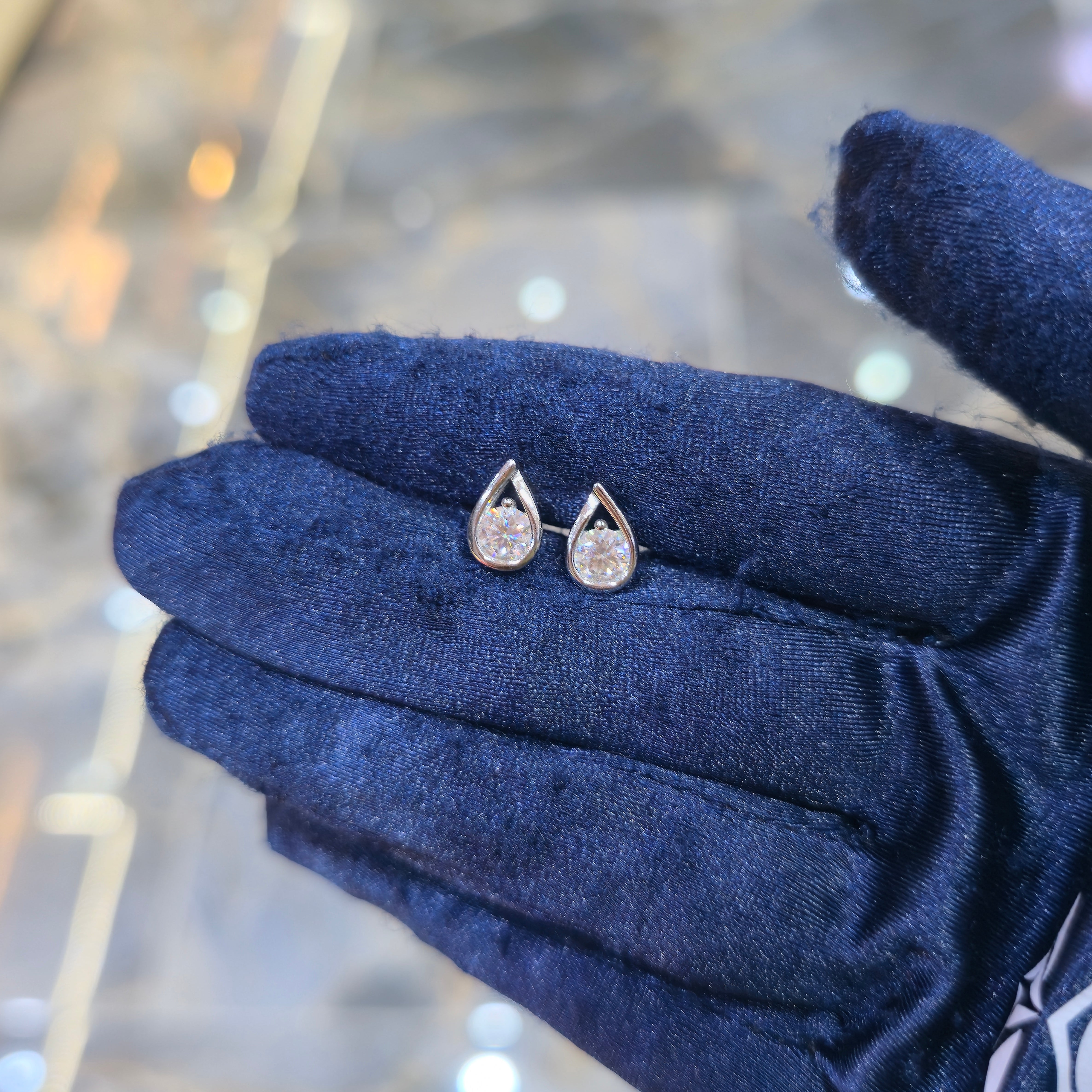 Teardrop Moissanite Earrings - Silver