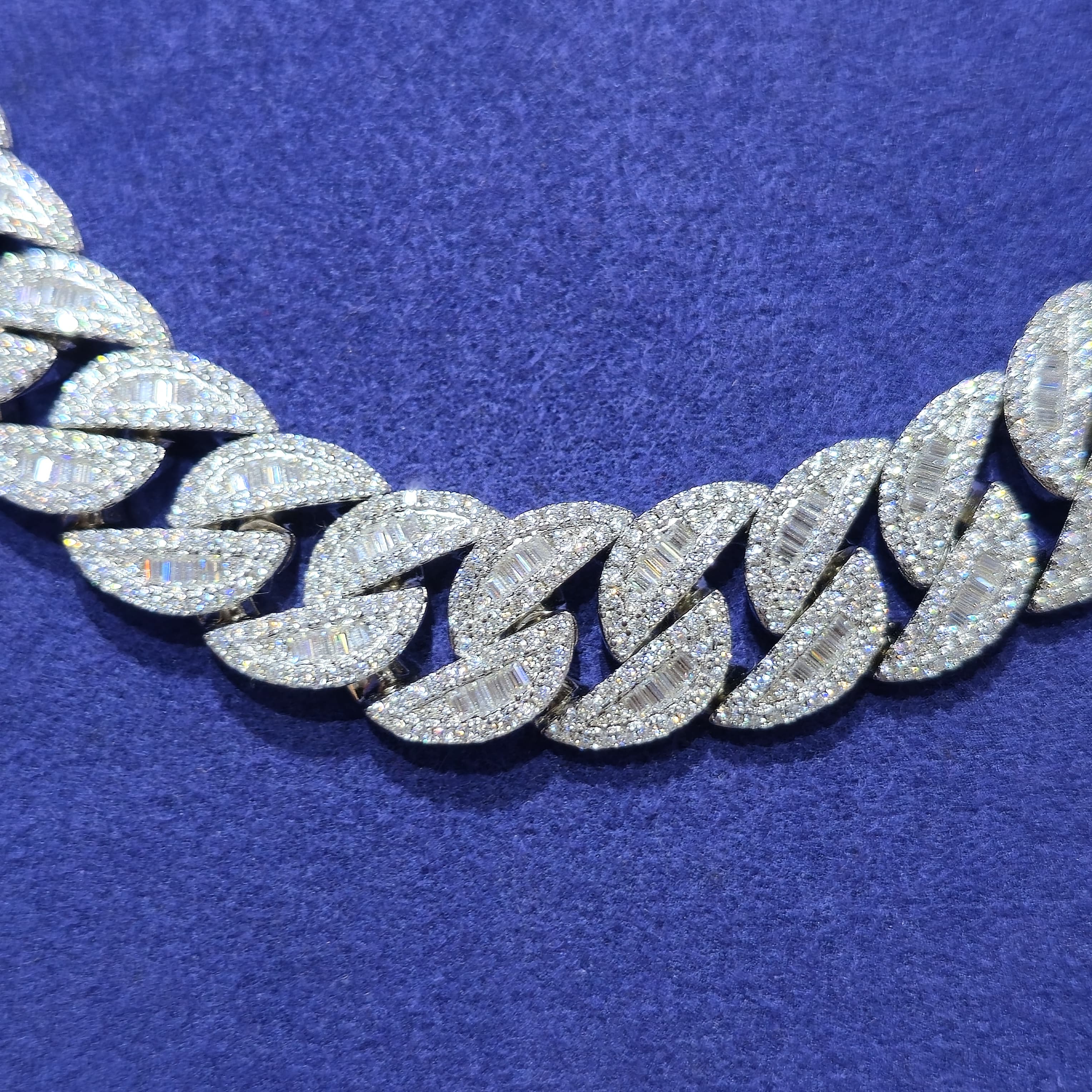 Moissanite Miami Cuban Baguette Link Chain | 14mm | Silver, Gold & Rose Gold