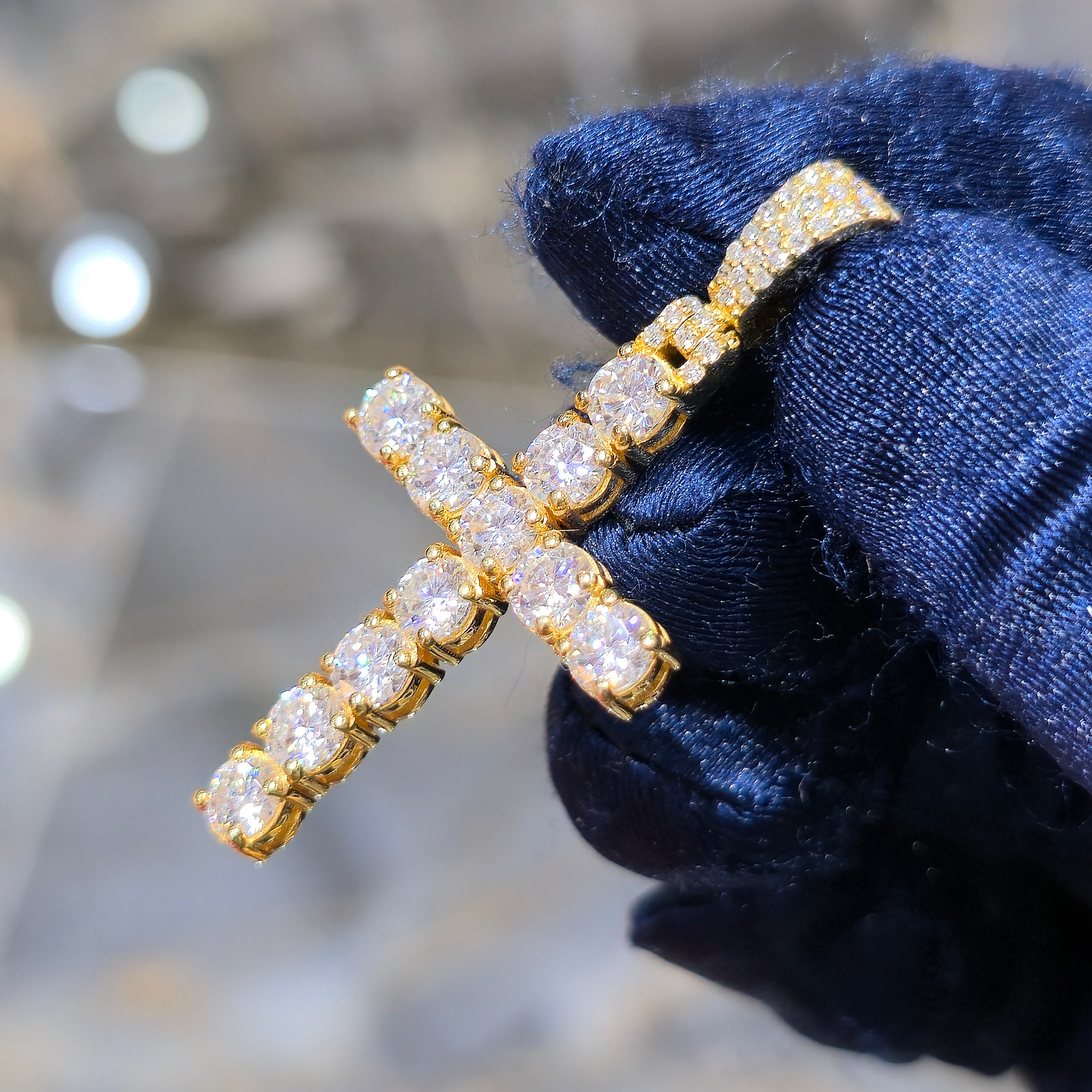 Moissanite Tennis Cross Pendant – 925 Sterling Silver | 3.45 CTW | Silver, Gold & Rose Gold