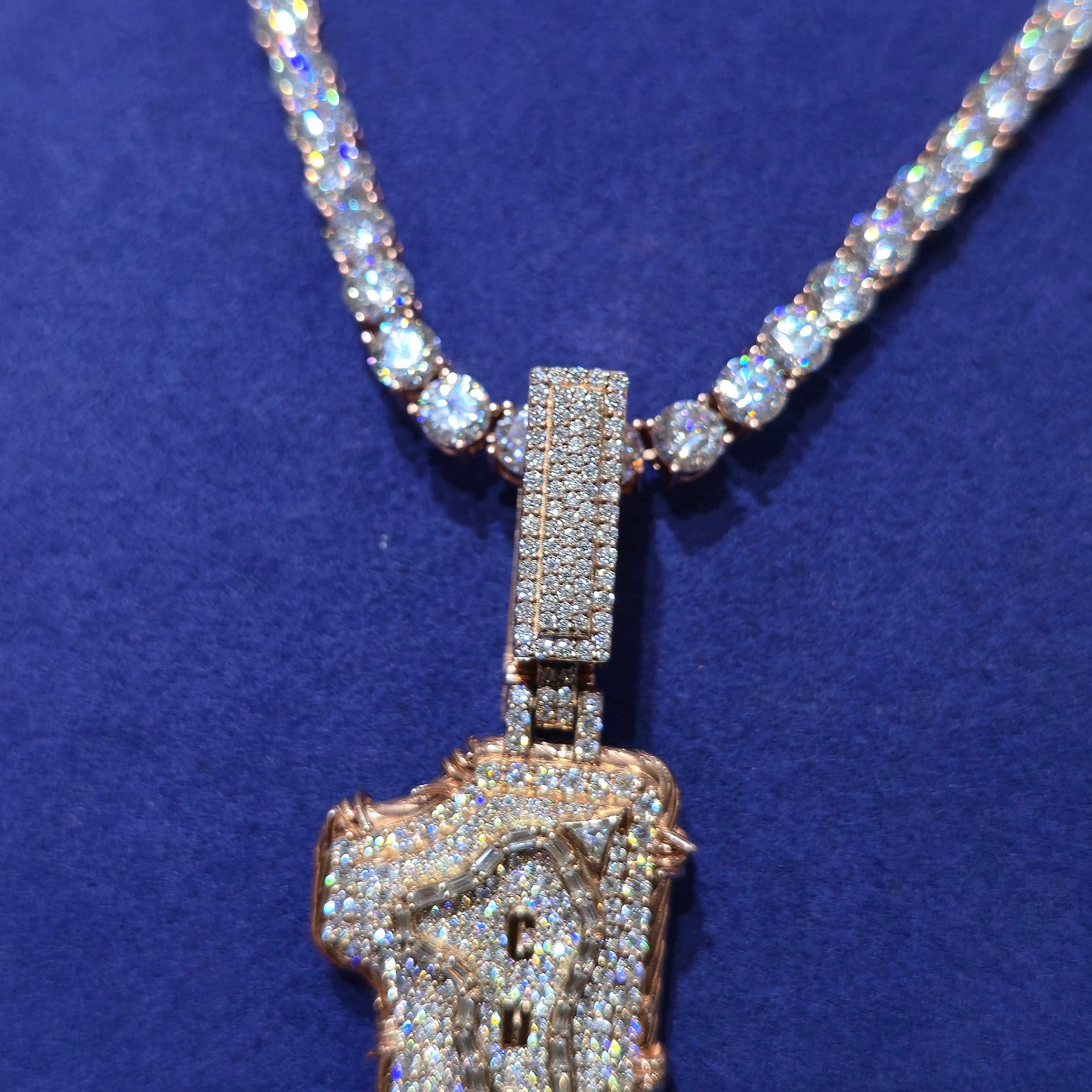 Custom Chosen One Pendant & Tennis Chain Combo Set | Rose Gold | Sterling Silver