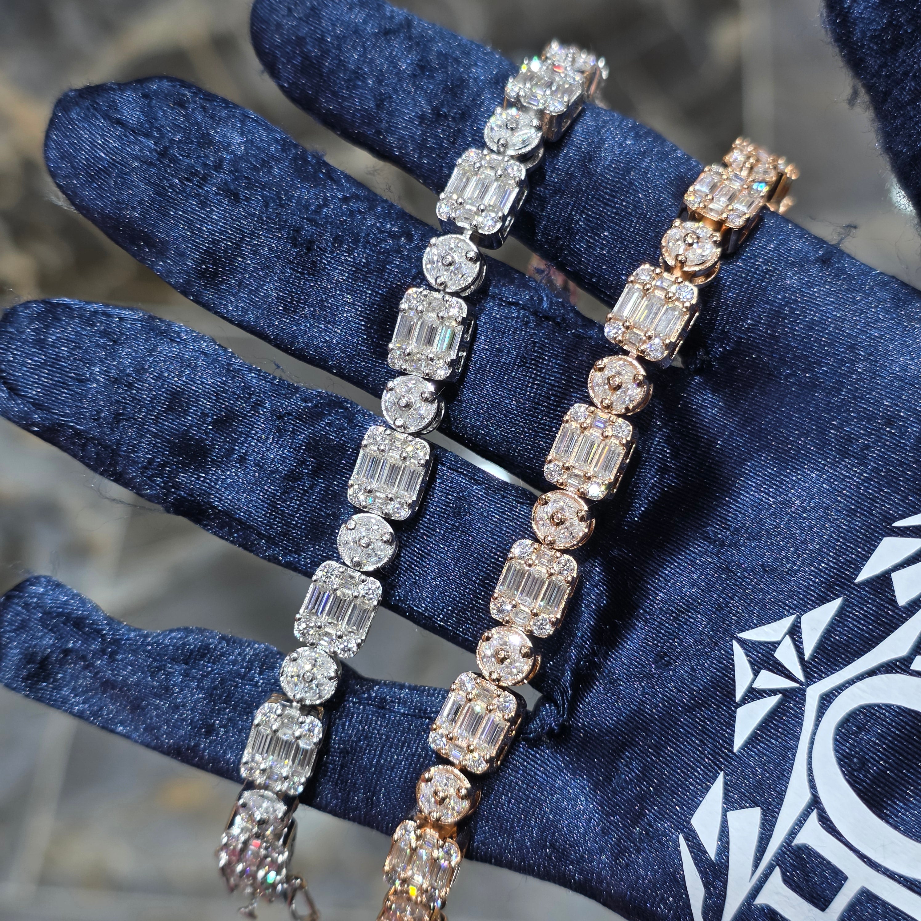 Moissanite Multi Shape Cluster Tennis Bracelet – 925 Sterling Silver | Silver, Gold & Rose Gold