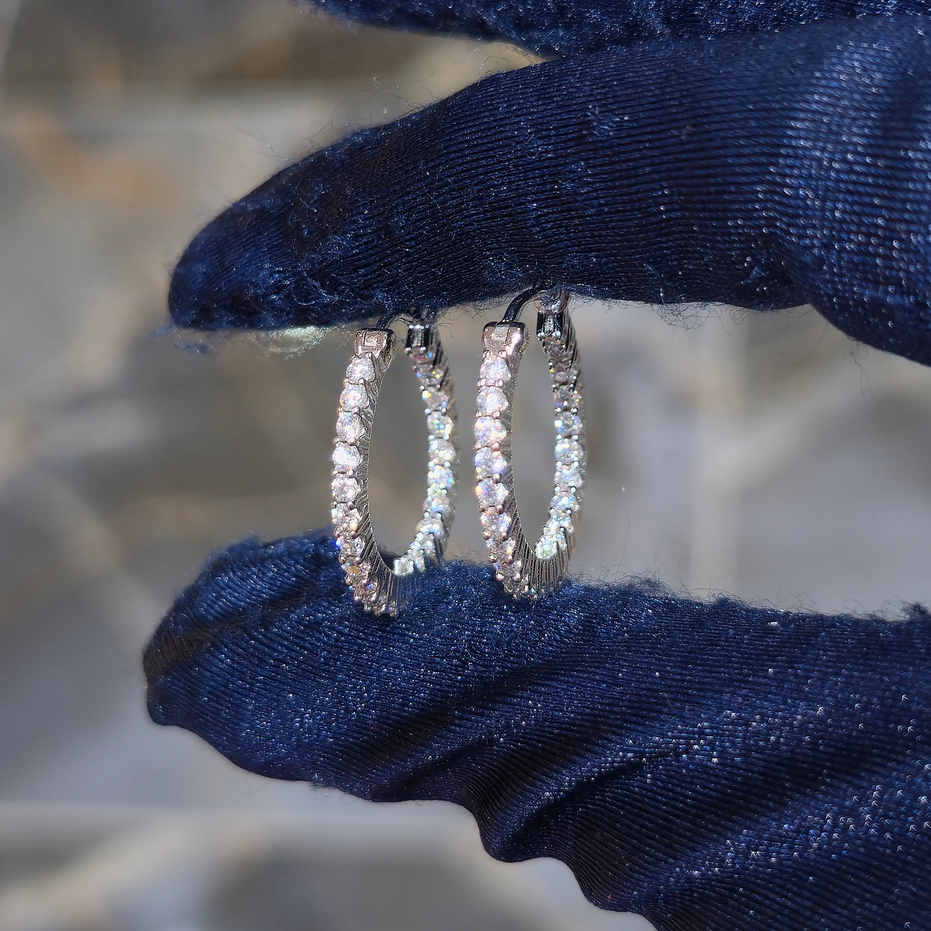 Huggie Hoop Moissanite Earrings - Silver