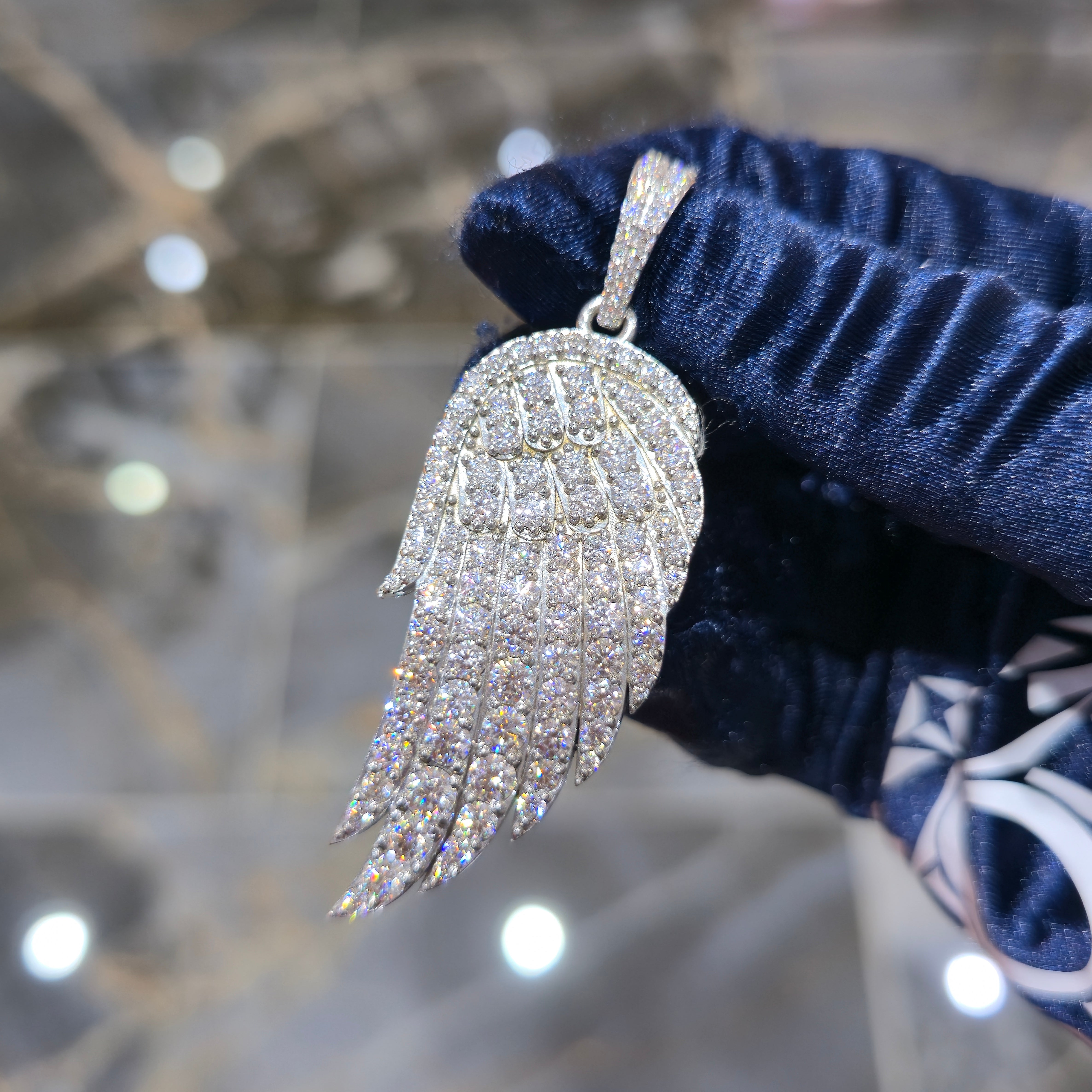 Moissanite Angel Wing Pendant – 925 Sterling Silver | 7.00 CTW | Silver, Gold & Rose Gold