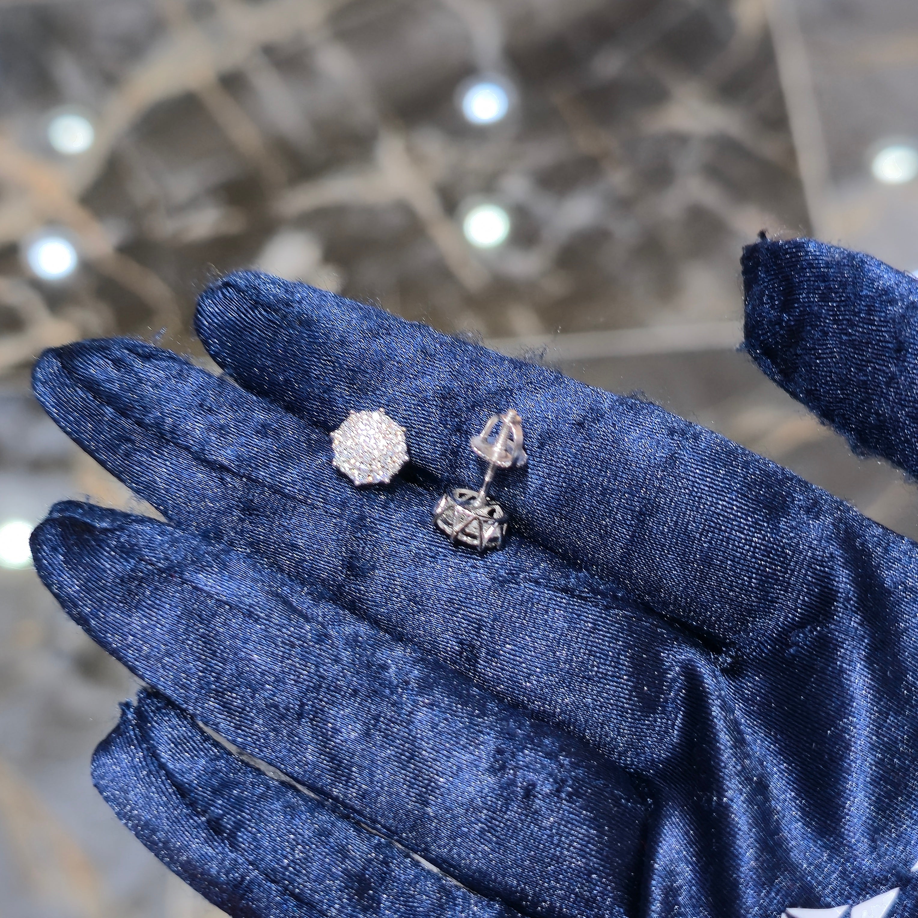 Honeycomb Moissanite Pavé Earrings - Silver