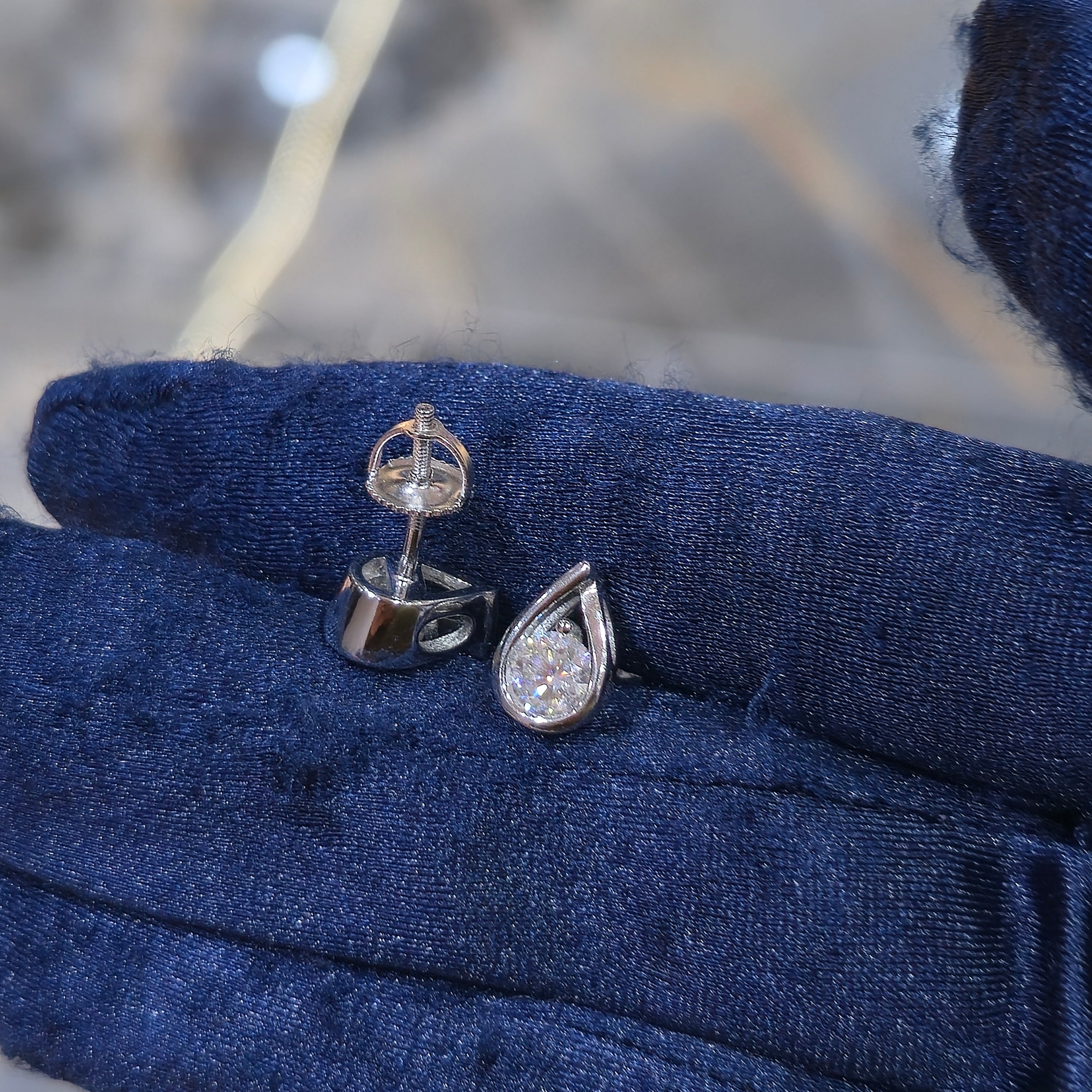 Teardrop Moissanite Earrings - Silver