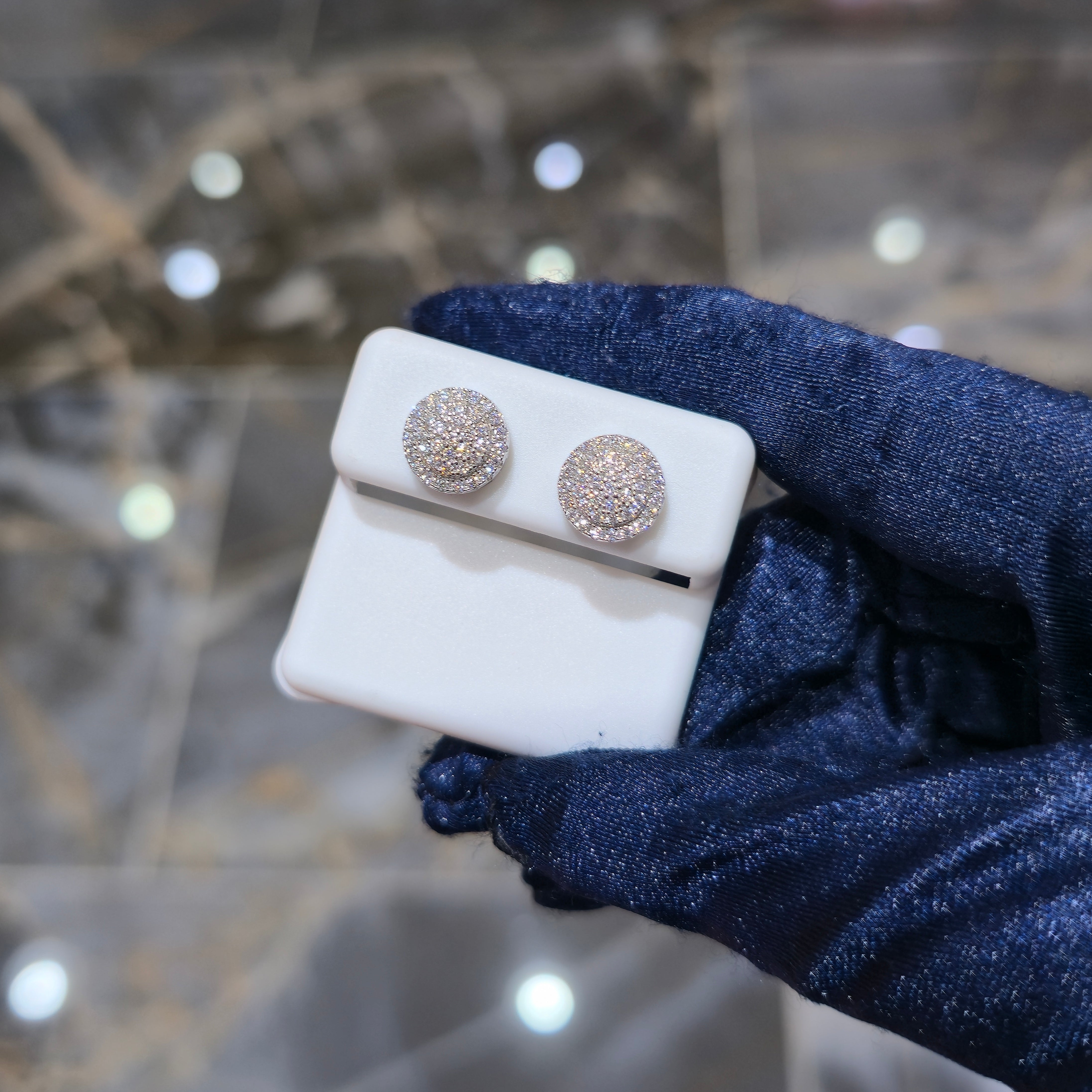 Cluster Halo Moissanite Diamond Stud Earrings