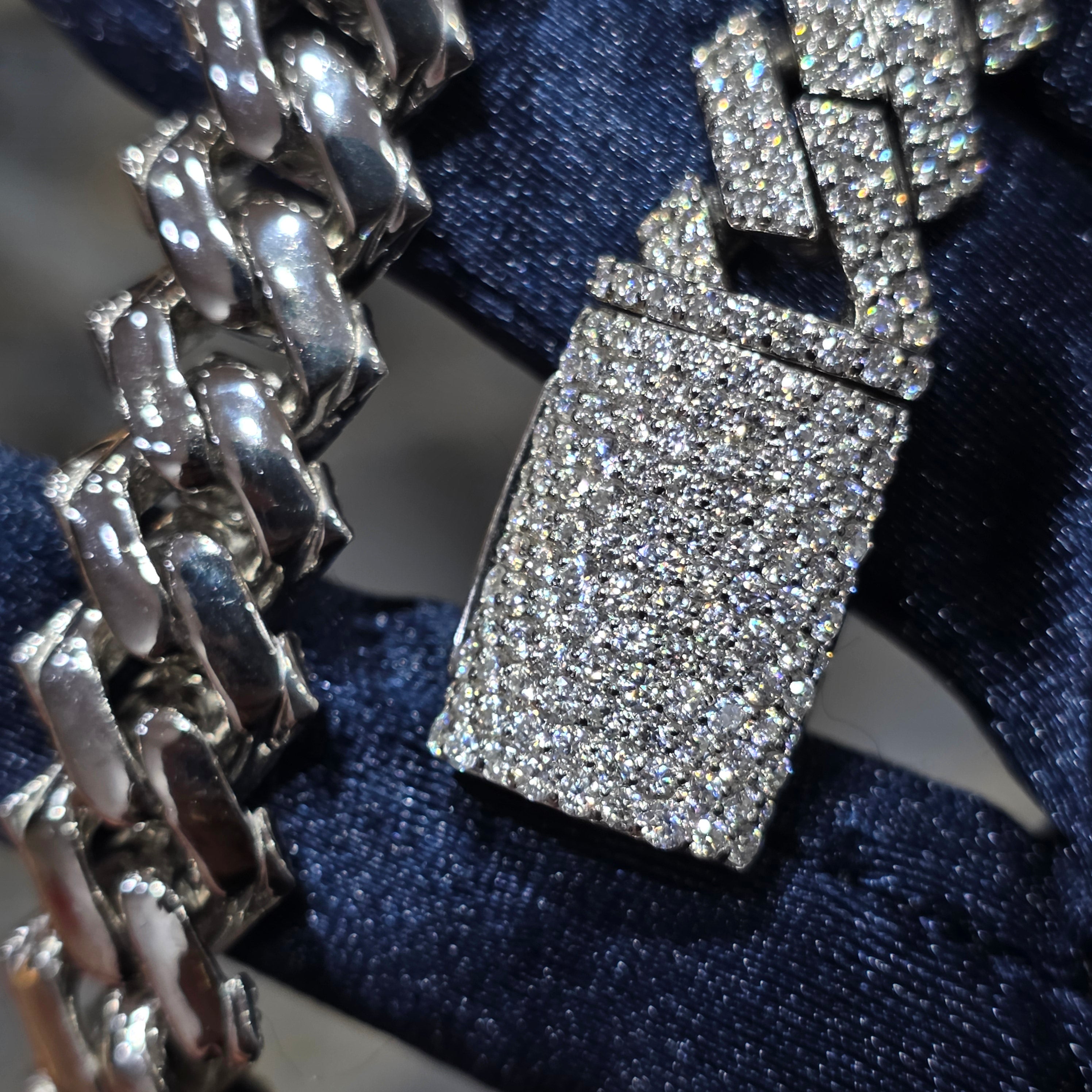 Moissanite Spiked Cuban Link Bracelet – 925 Sterling Silver | 12MM