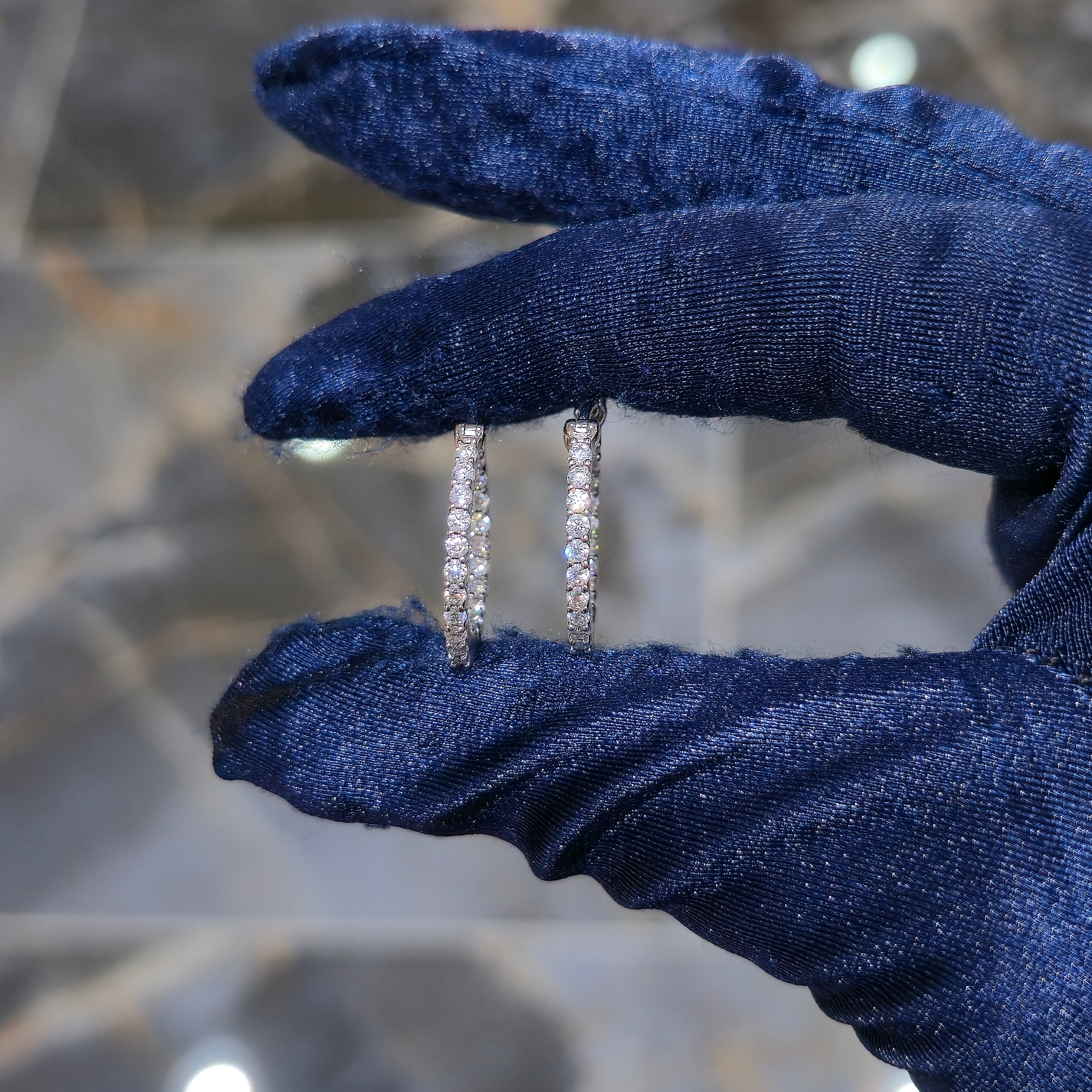 Huggie Hoop Moissanite Earrings - Silver