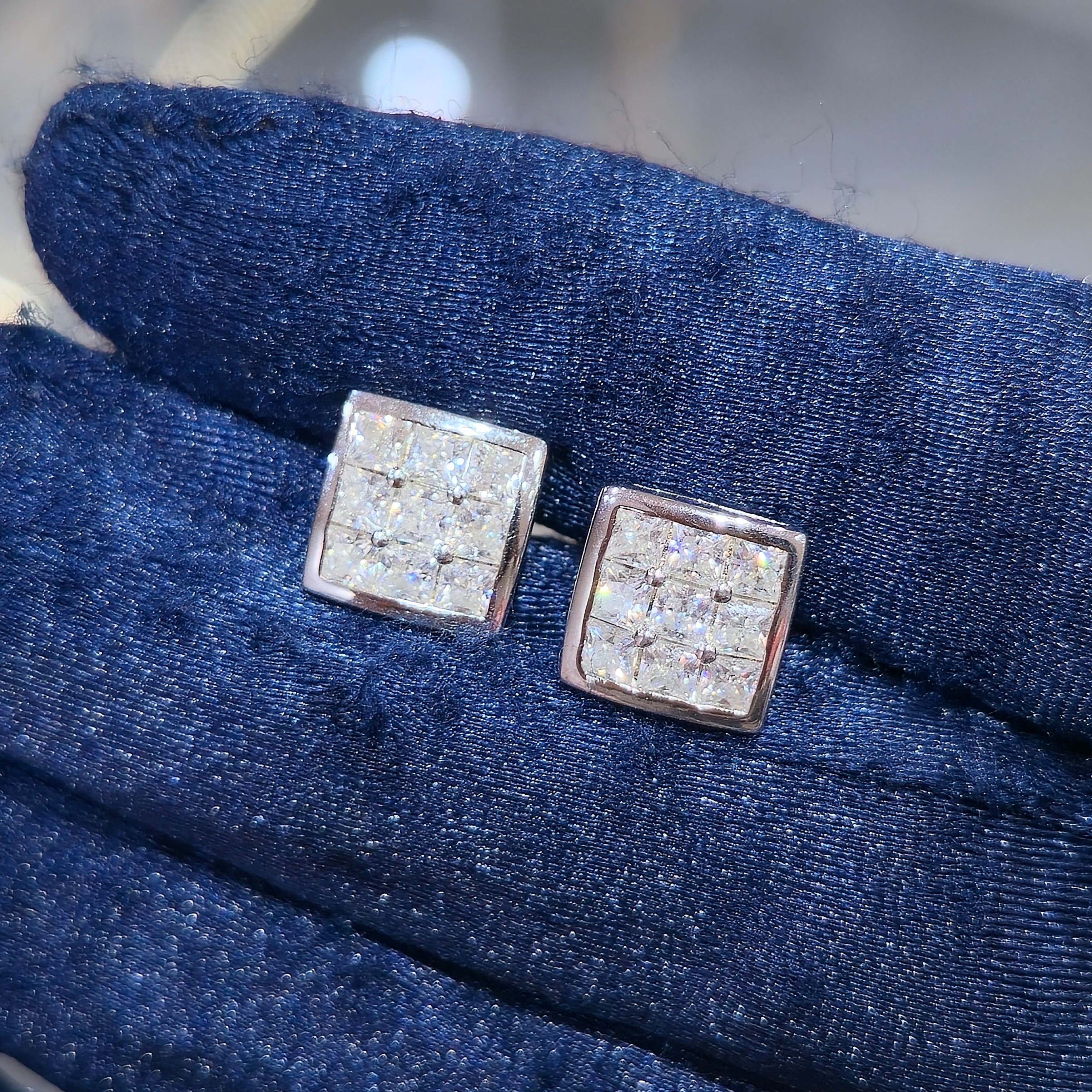 Premium VVS Moissanite Square Stud Earrings | 925 Sterling Silver
