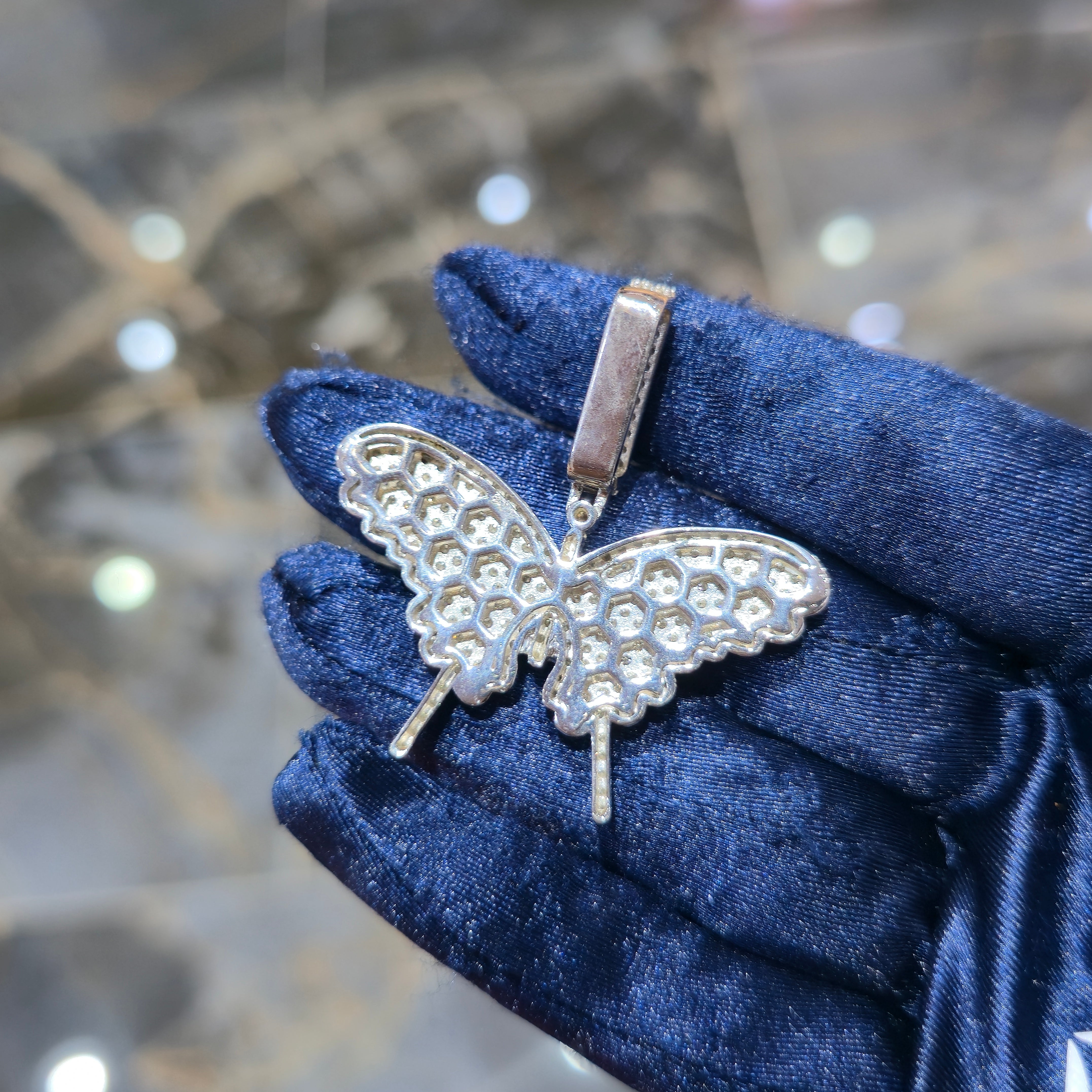 Moissanite Hip Hop Butterfly Pendant – 925 Sterling Silver | 2.97 CTW | Silver, Gold & Rose Gold