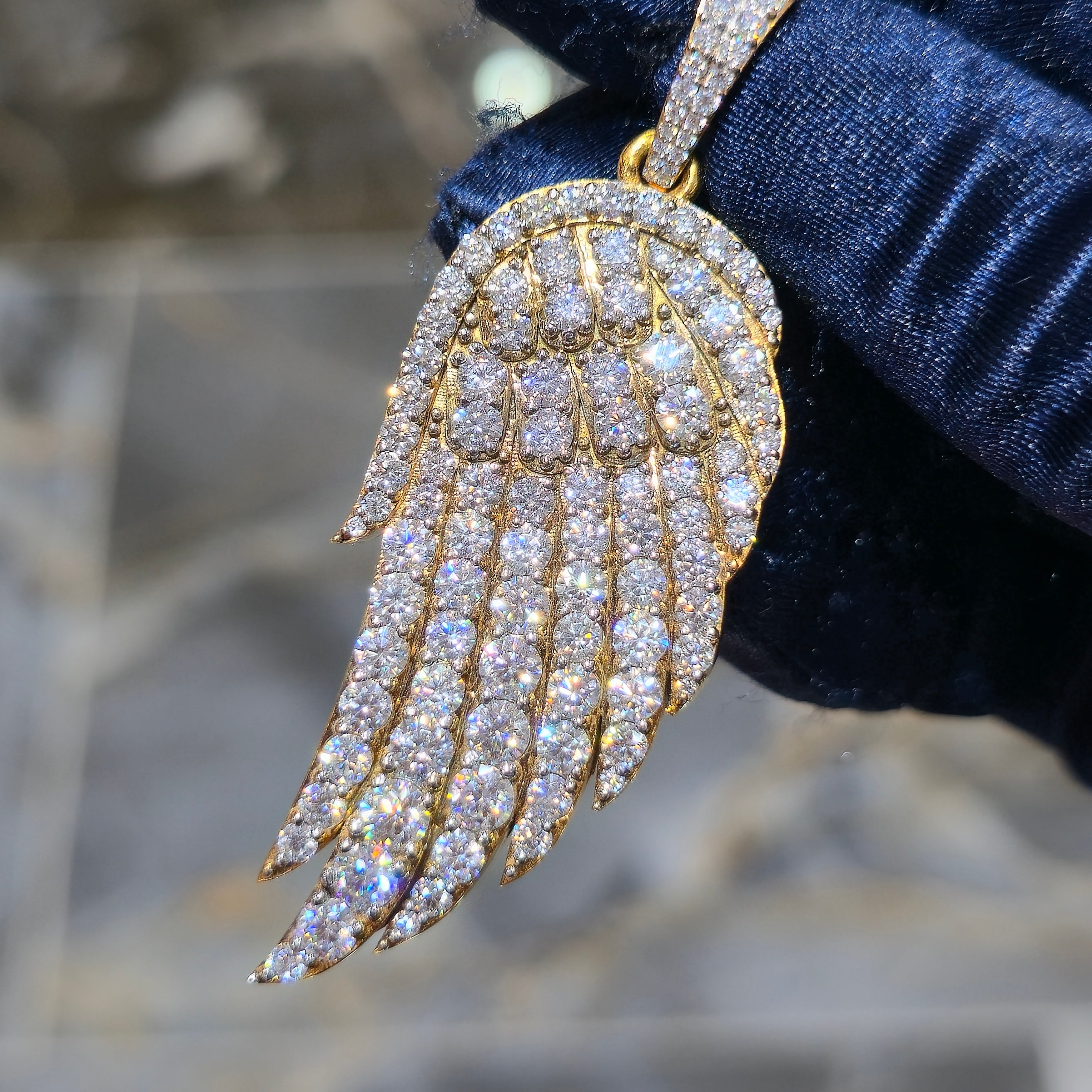 Moissanite Angel Wing Pendant – 925 Sterling Silver | 7.00 CTW | Silver, Gold & Rose Gold