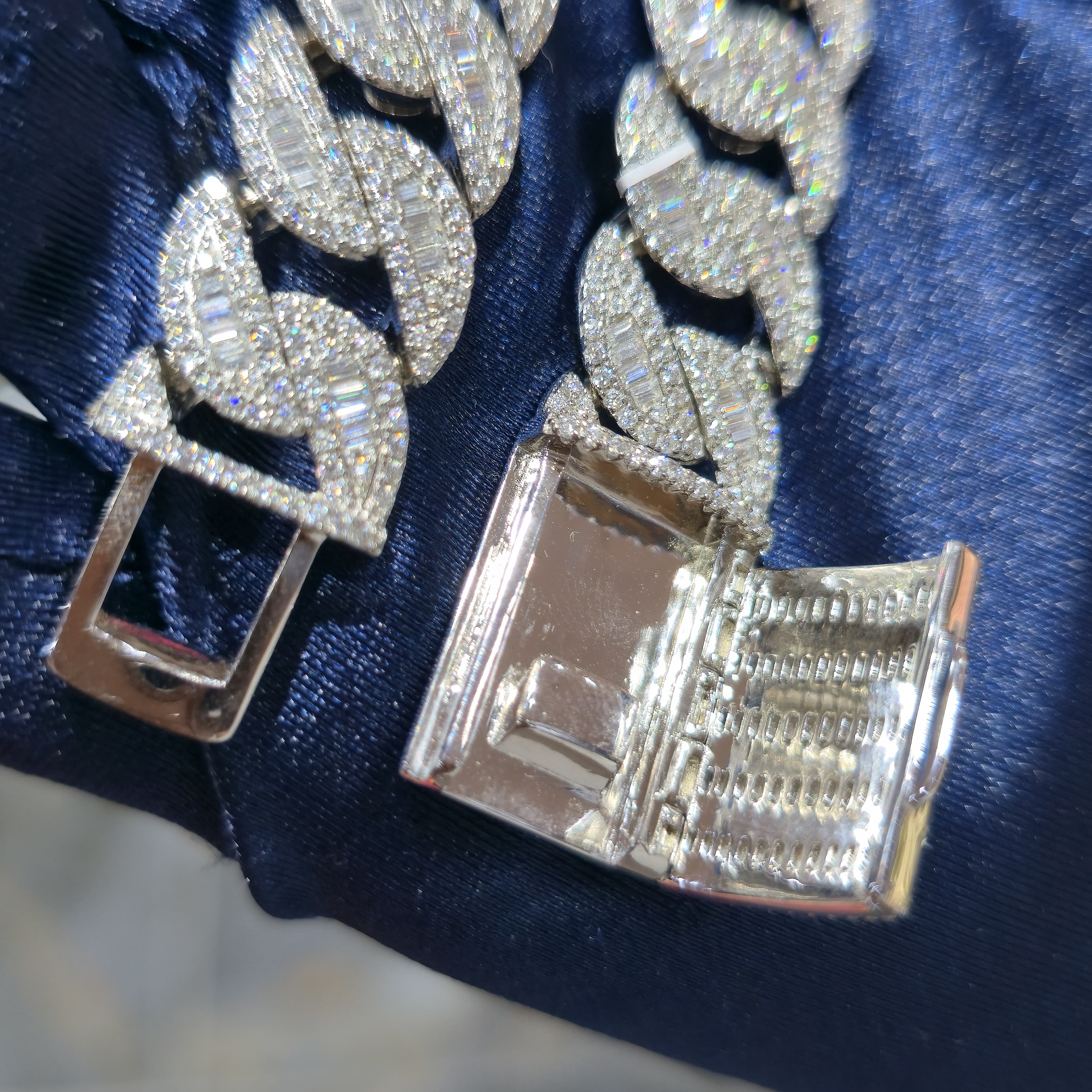 Moissanite Miami Cuban Baguette Link Chain | 14mm | Silver, Gold & Rose Gold